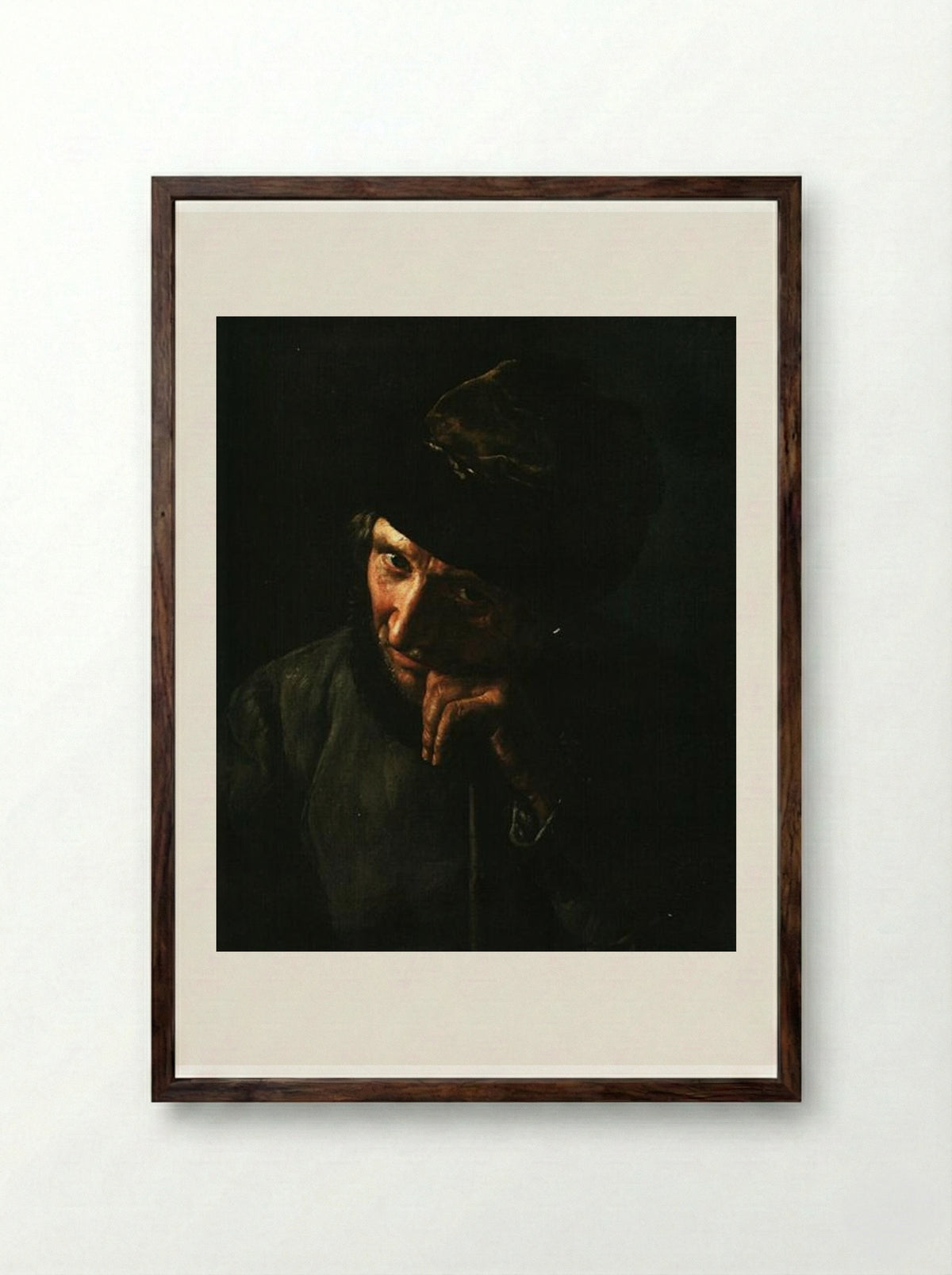 The Coachman Leaning on a Whip Handle - Vasily Tropinin - Framed Print Dark Wood