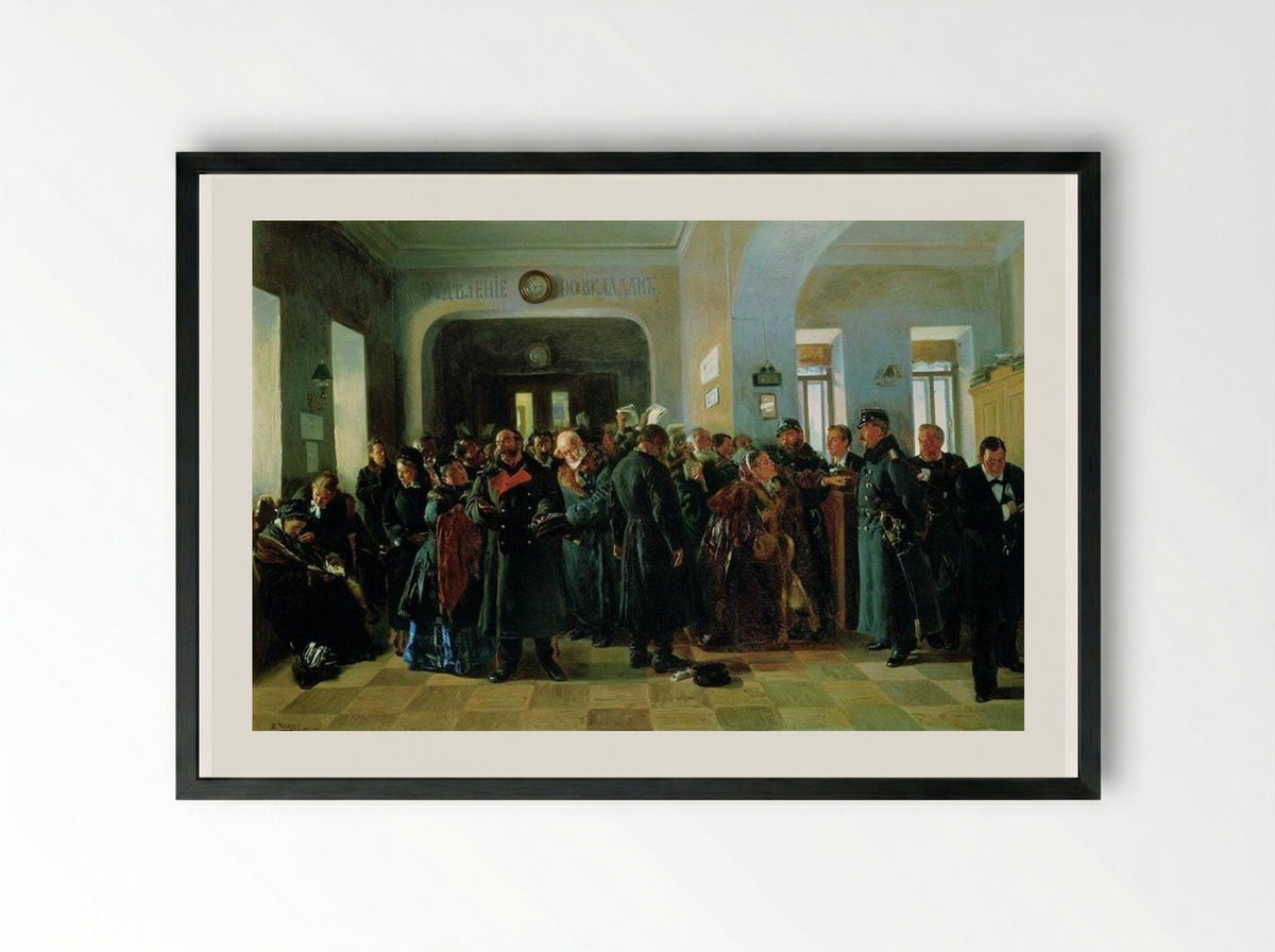 The Collapse of a Bank - Vladimir Makovsky - Framed Print Black
