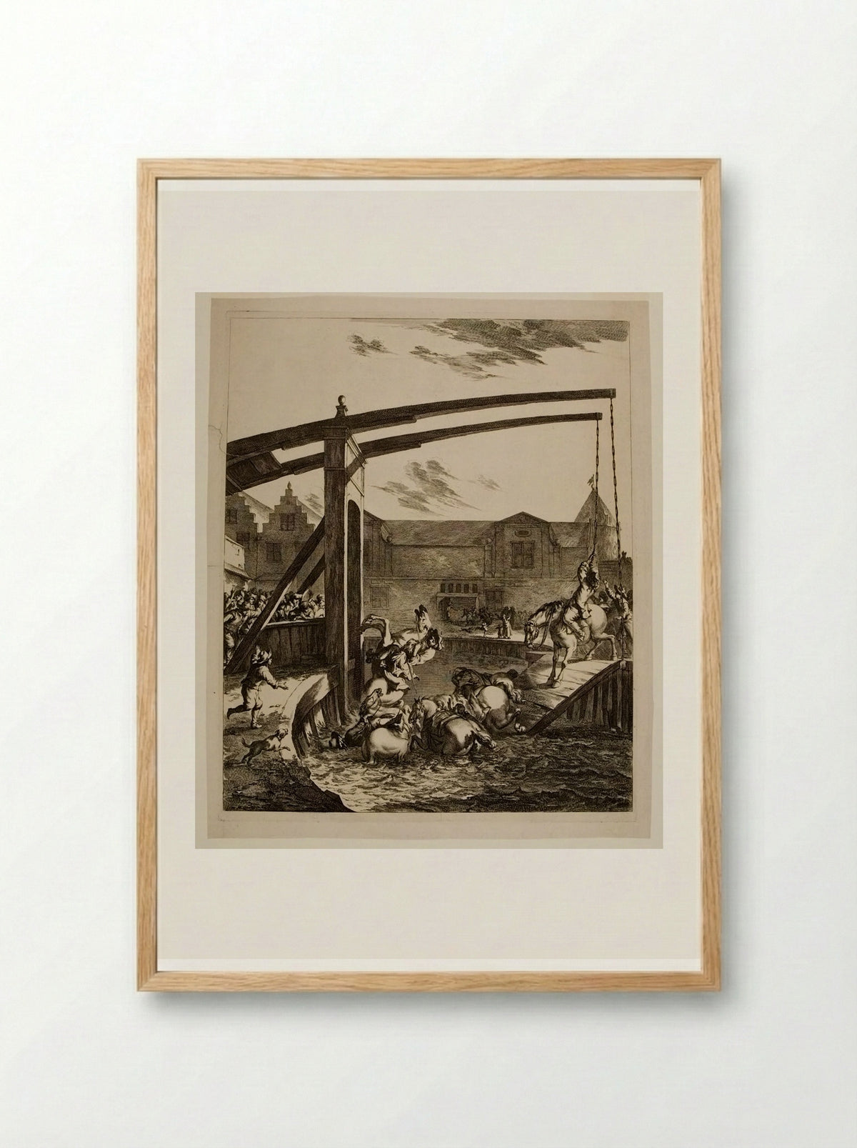 The Collapse of the Bridge - Johannes Visscher - Framed Print Wood