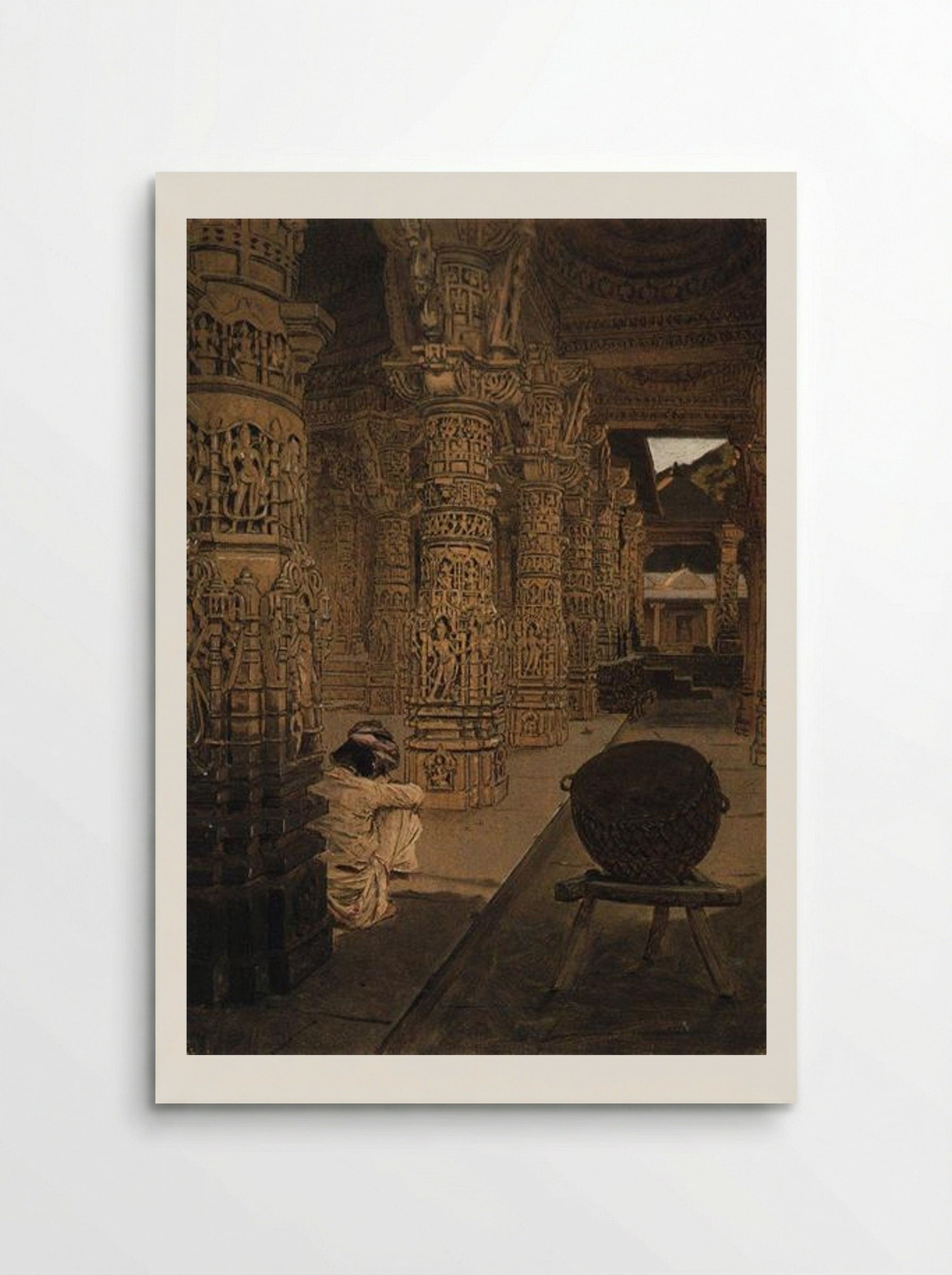The Colonnade in the Jain Temple at Mount Abu in the Evening - Vasily Vereshchagin - Poster