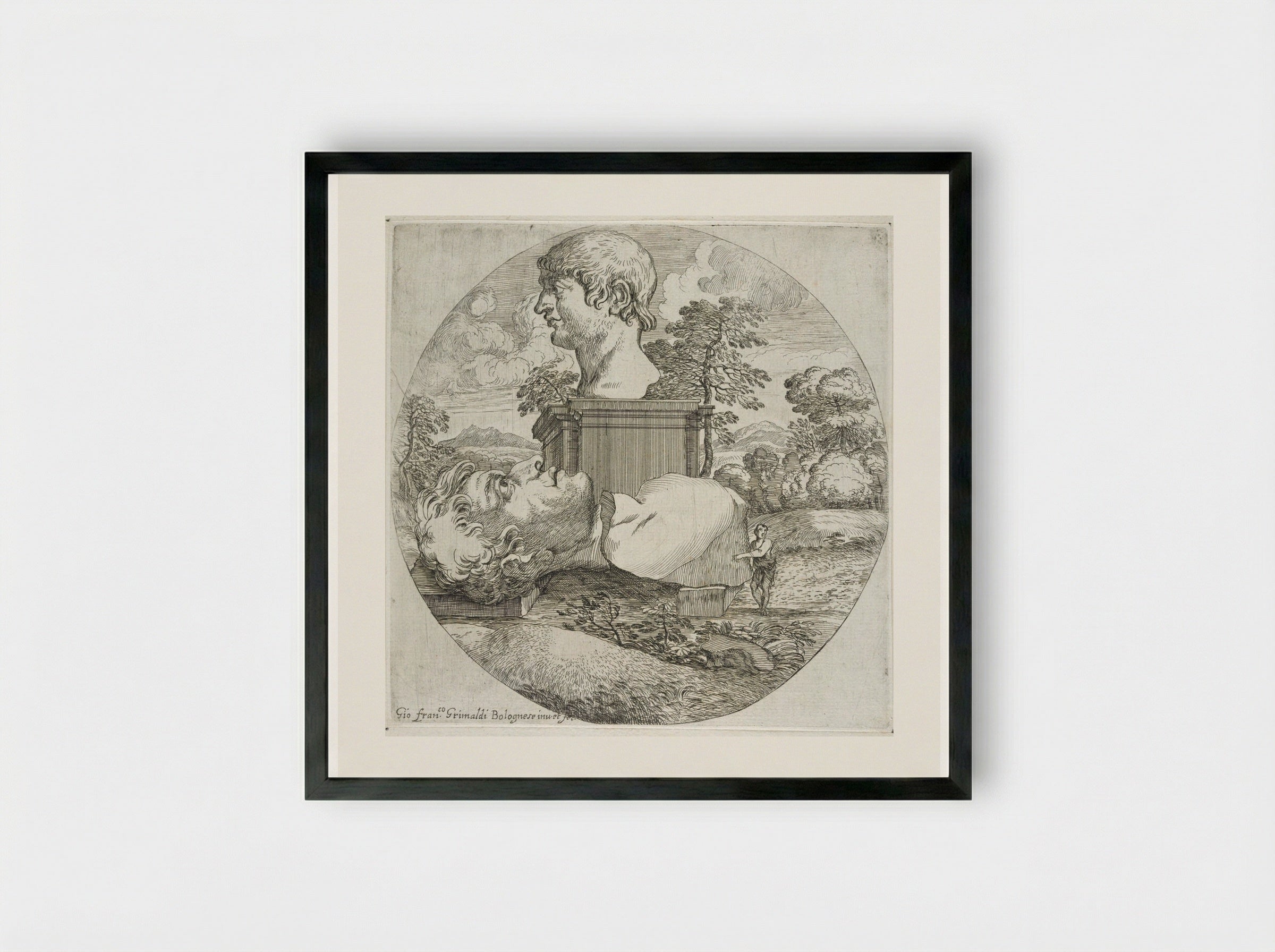 The Colossal Bust - Giovanni Francesco Grimaldi - Framed Print Black