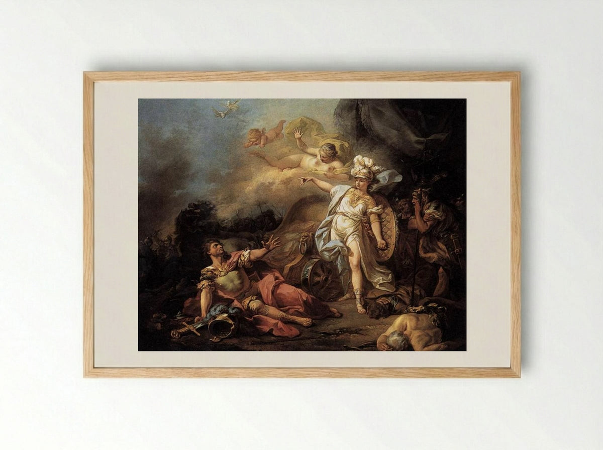 The Combat of Mars and Minerva - Jacques-Louis David - Framed Print Wood