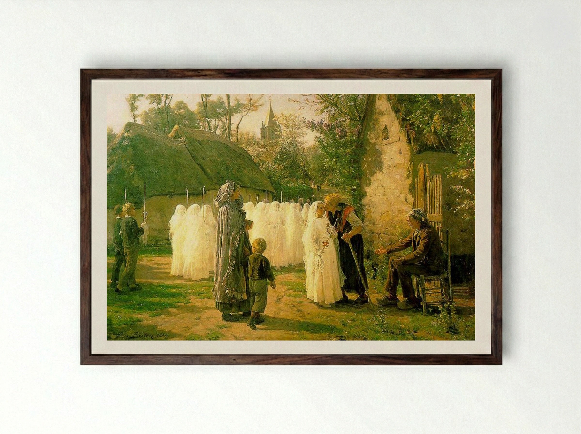 The Communicants - Jules Breton - Framed Print Dark Wood