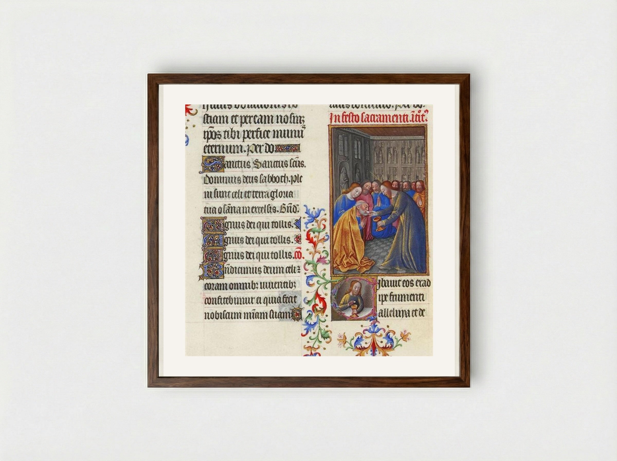 The Communion of the Apostles - Limbourg brothers - Framed Print Dark Wood