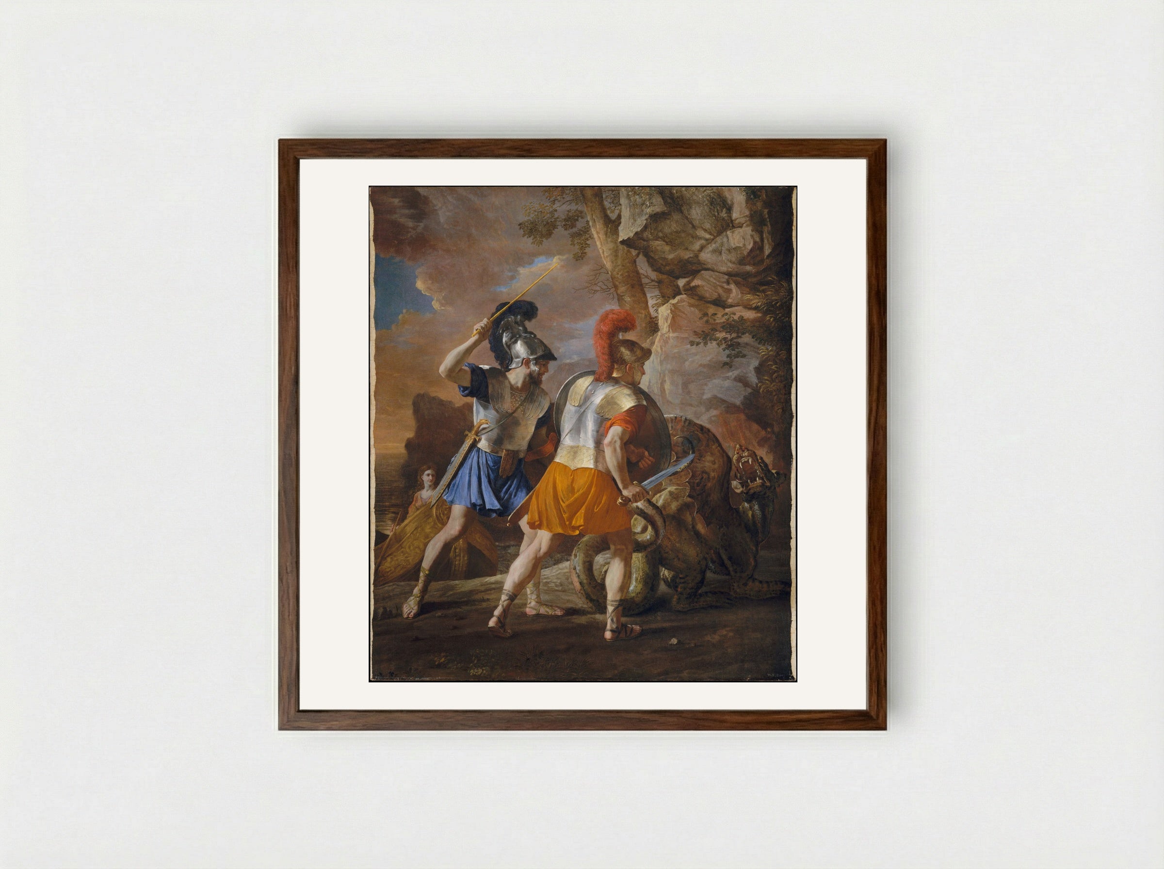 The Companions of Rinaldo - Nicolas Poussin - Framed Print Dark Wood