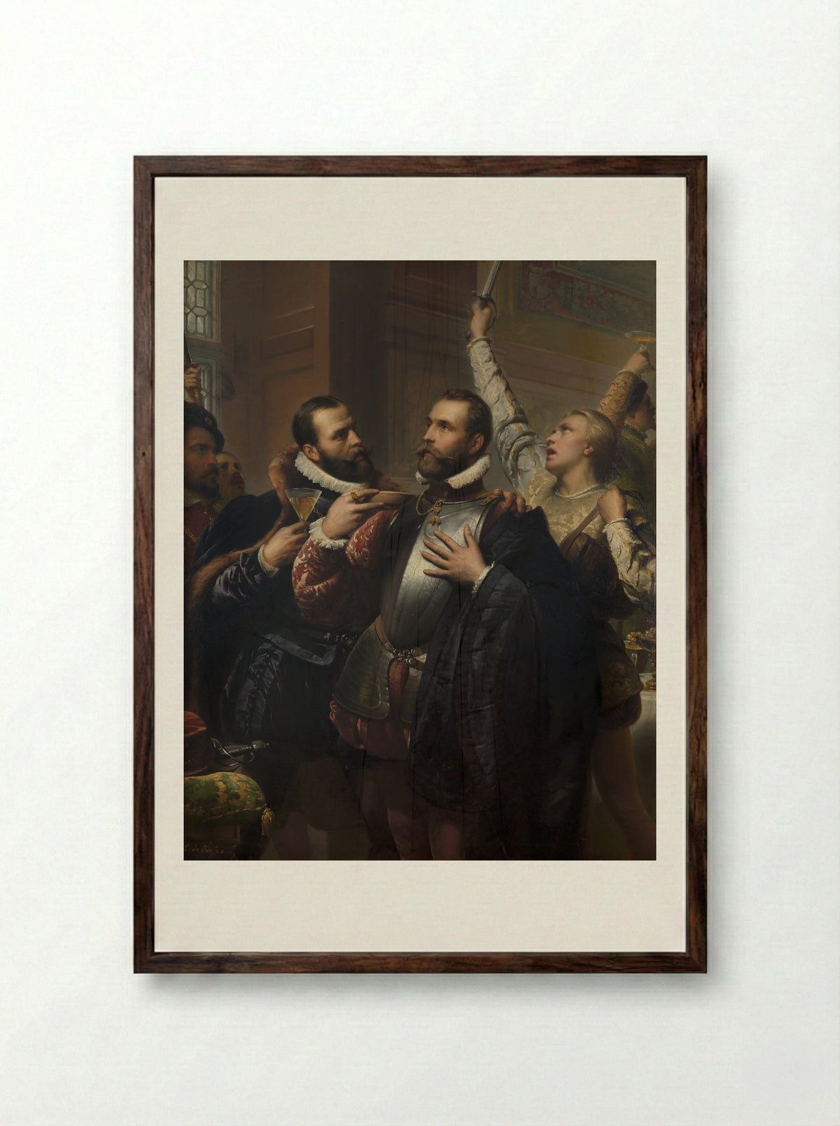 The Compromise of the Nobles (1566) - Edouard De Biefve - Framed Print Dark Wood