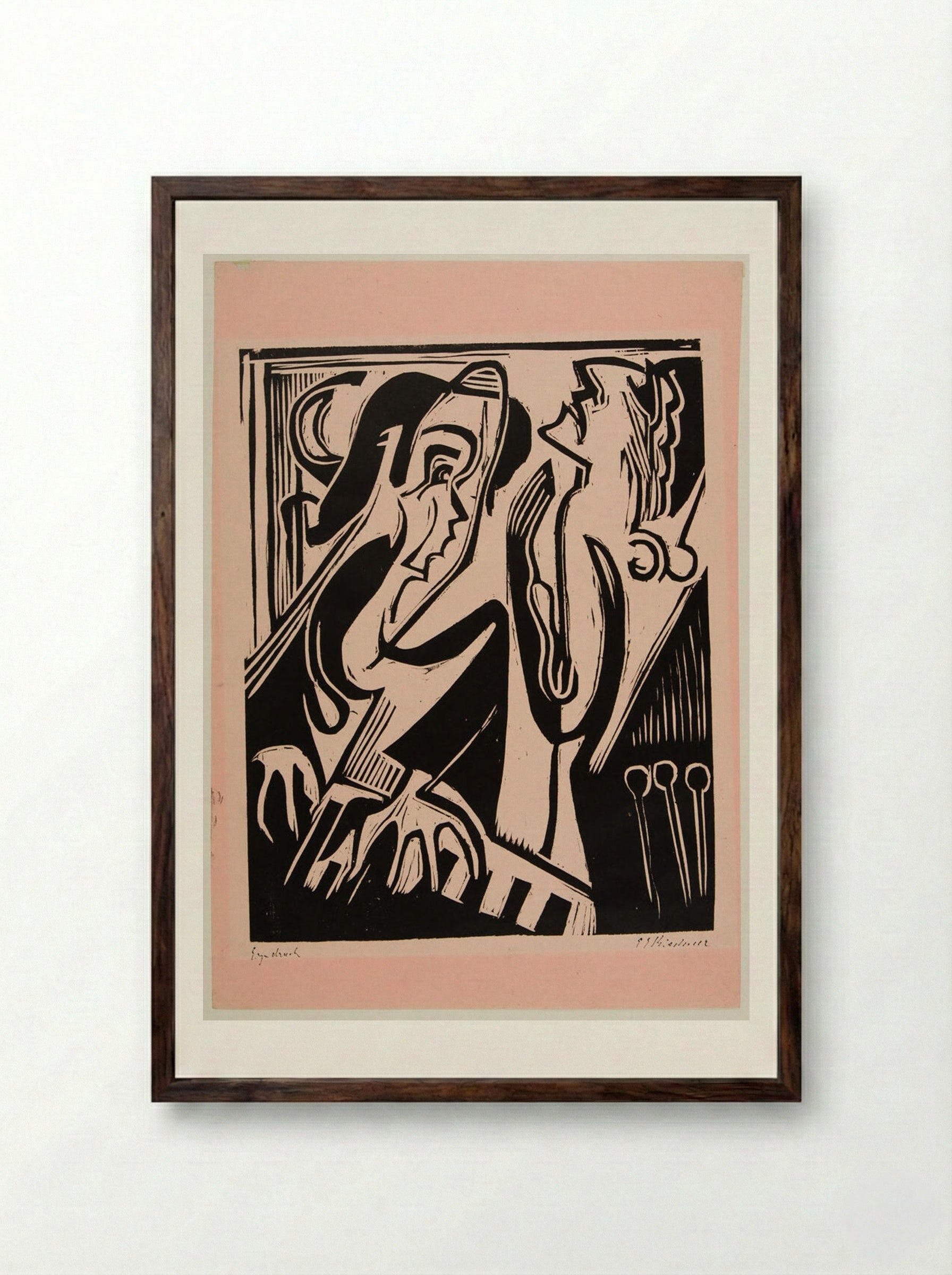 The Concert - Ernst Ludwig Kirchner - Framed Print Dark Wood
