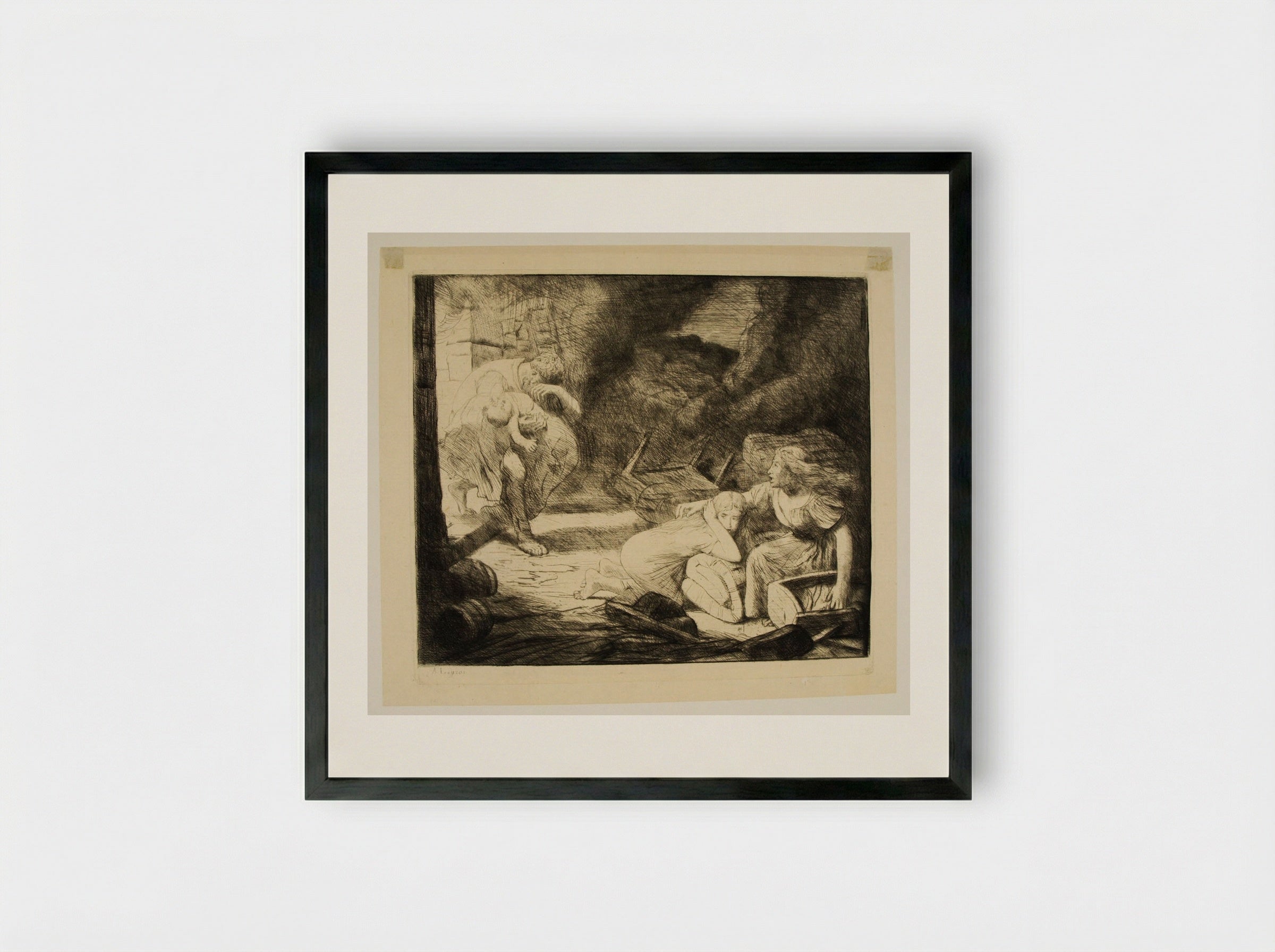 The Conflagration - Alphonse Legros - Framed Print Black
