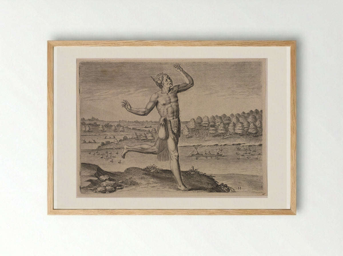The Conjurer - Theodor de Bry - Framed Print Wood