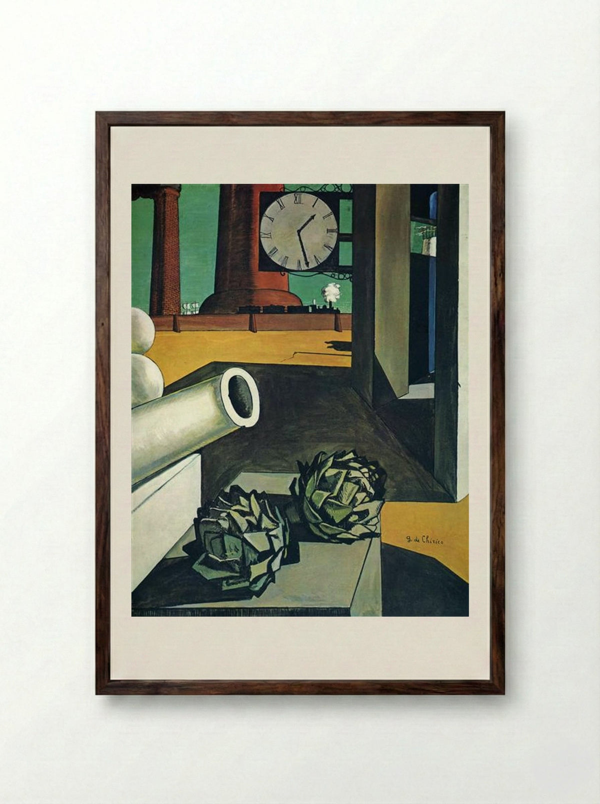 The Conquest of the Philosopher - Giorgio de Chirico - Framed Print Dark Wood