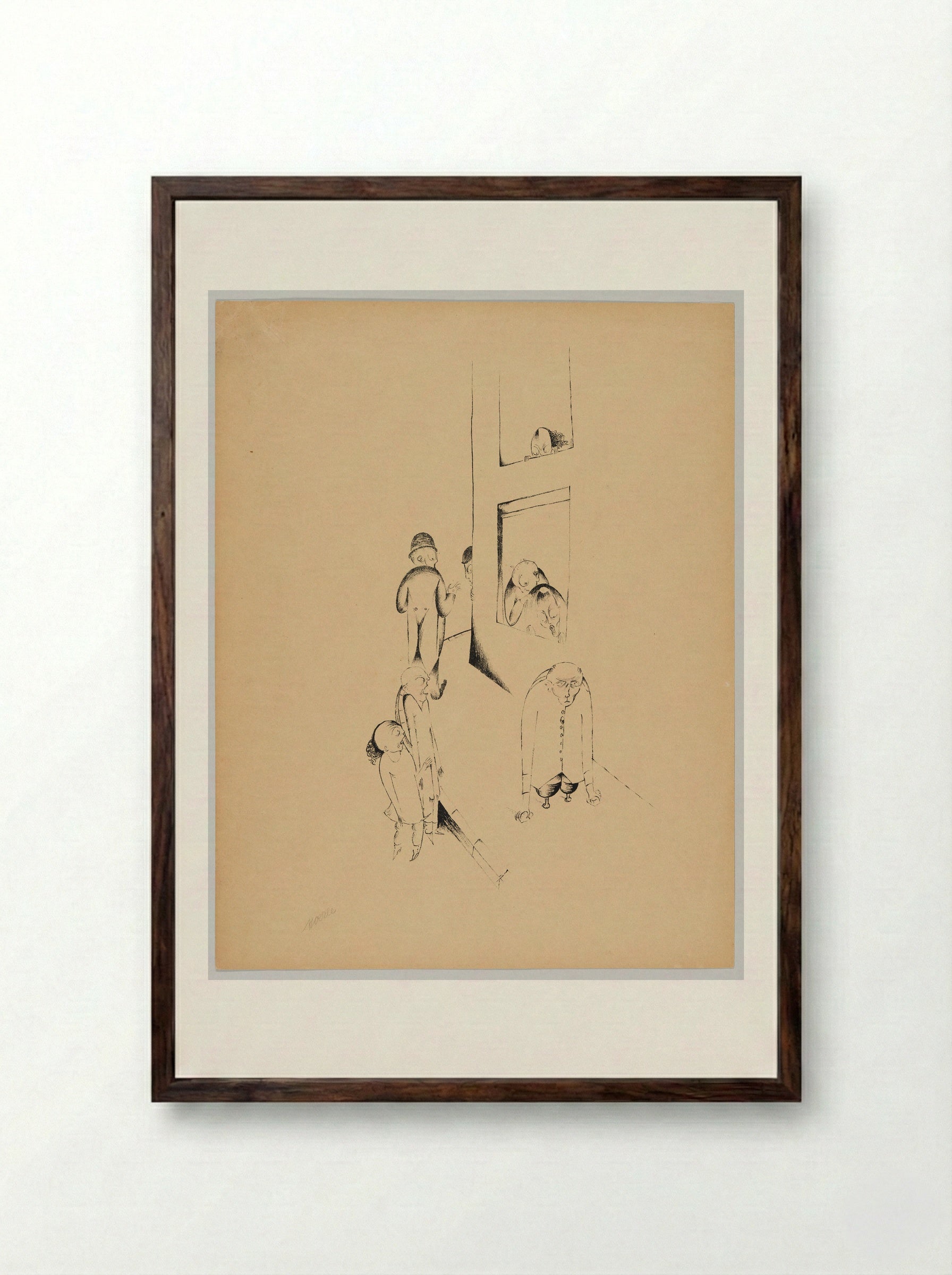 The Constant Pain - Heinrich Hoerle - Framed Print Dark Wood