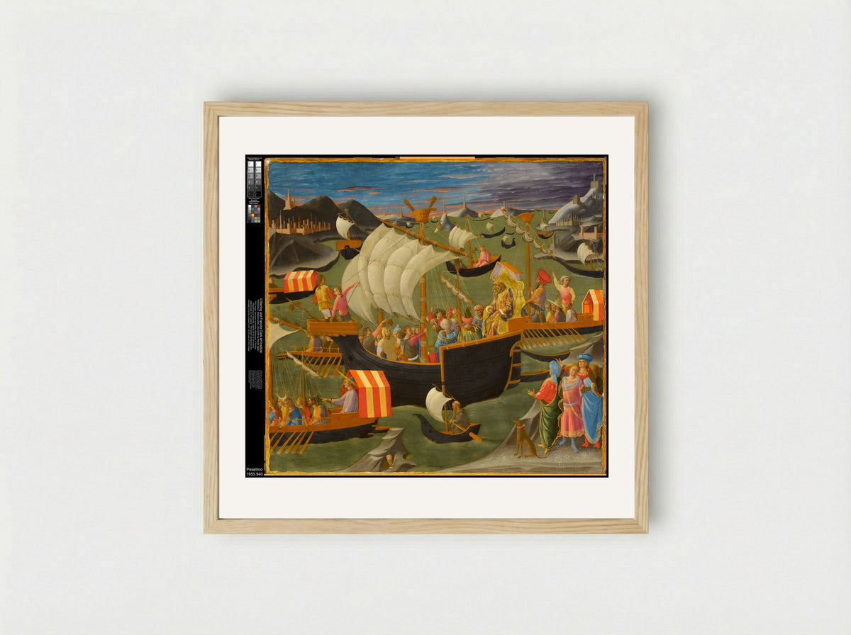 The Construction of the Temple of Jerusalem - Pesellino (Francesco di Stefano) - Framed Print Wood