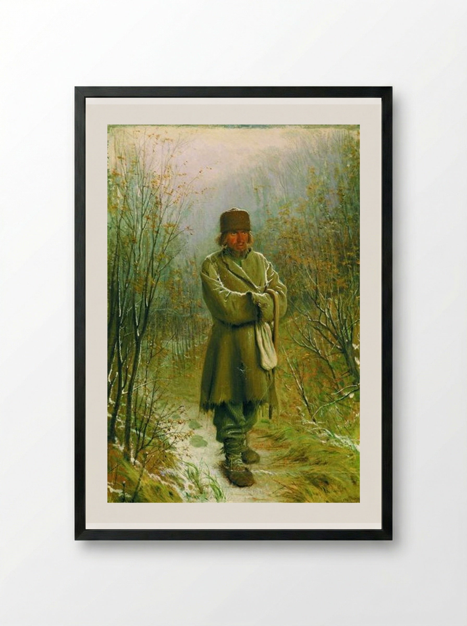 The Contemplator - Ivan Kramskoy - Framed Print Black