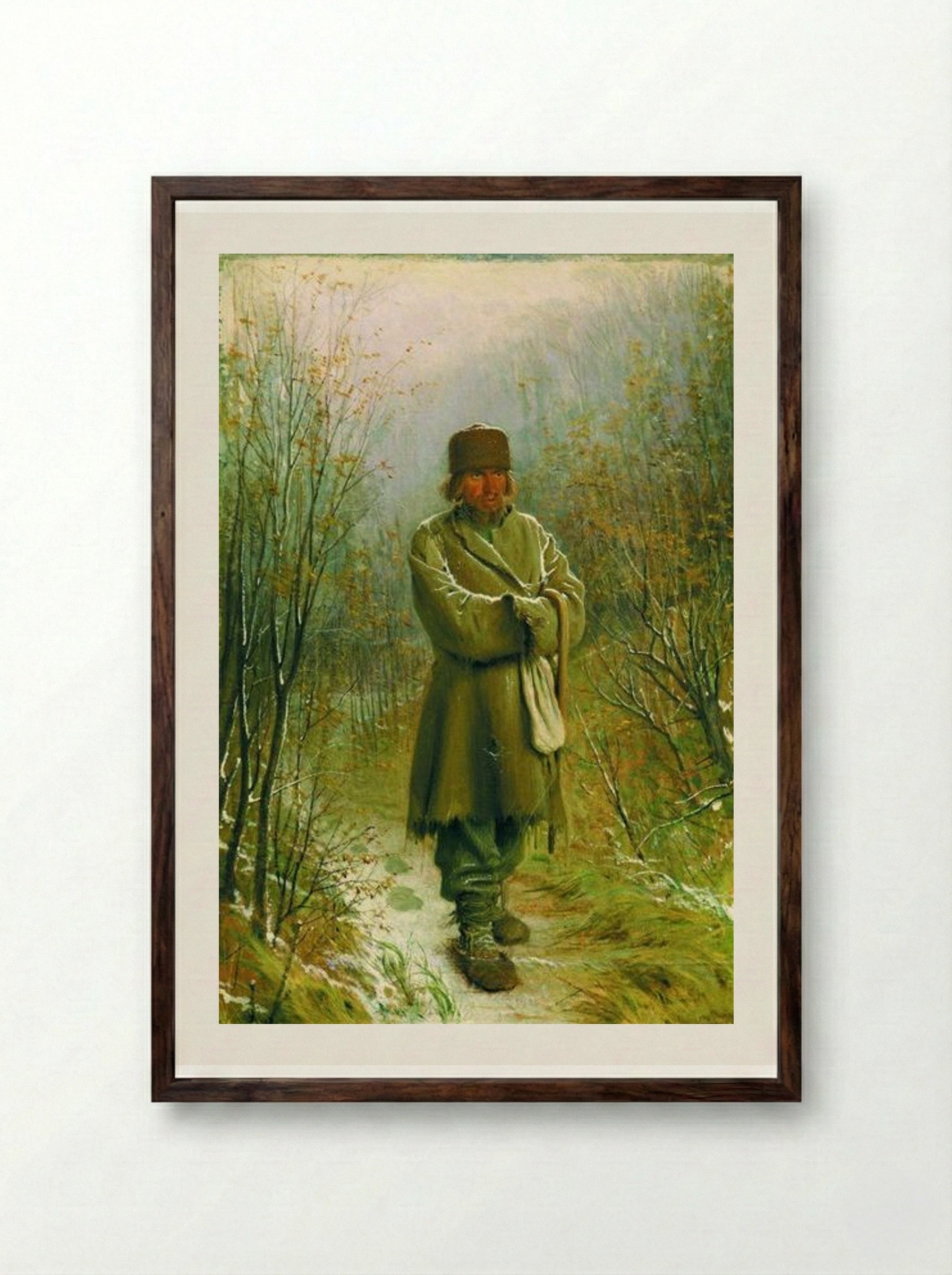 The Contemplator - Ivan Kramskoy - Framed Print Dark Wood
