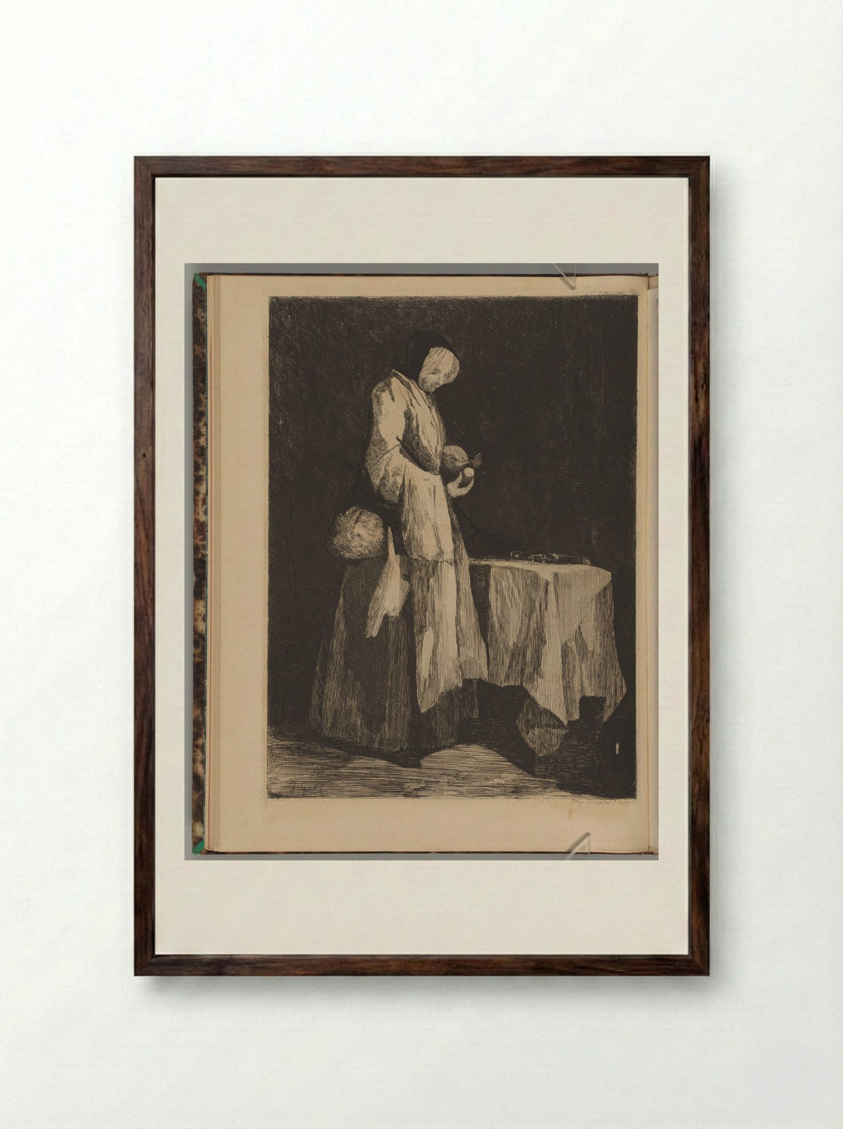 The Convalescent's Meal - Jules de Goncourt - Framed Print Dark Wood