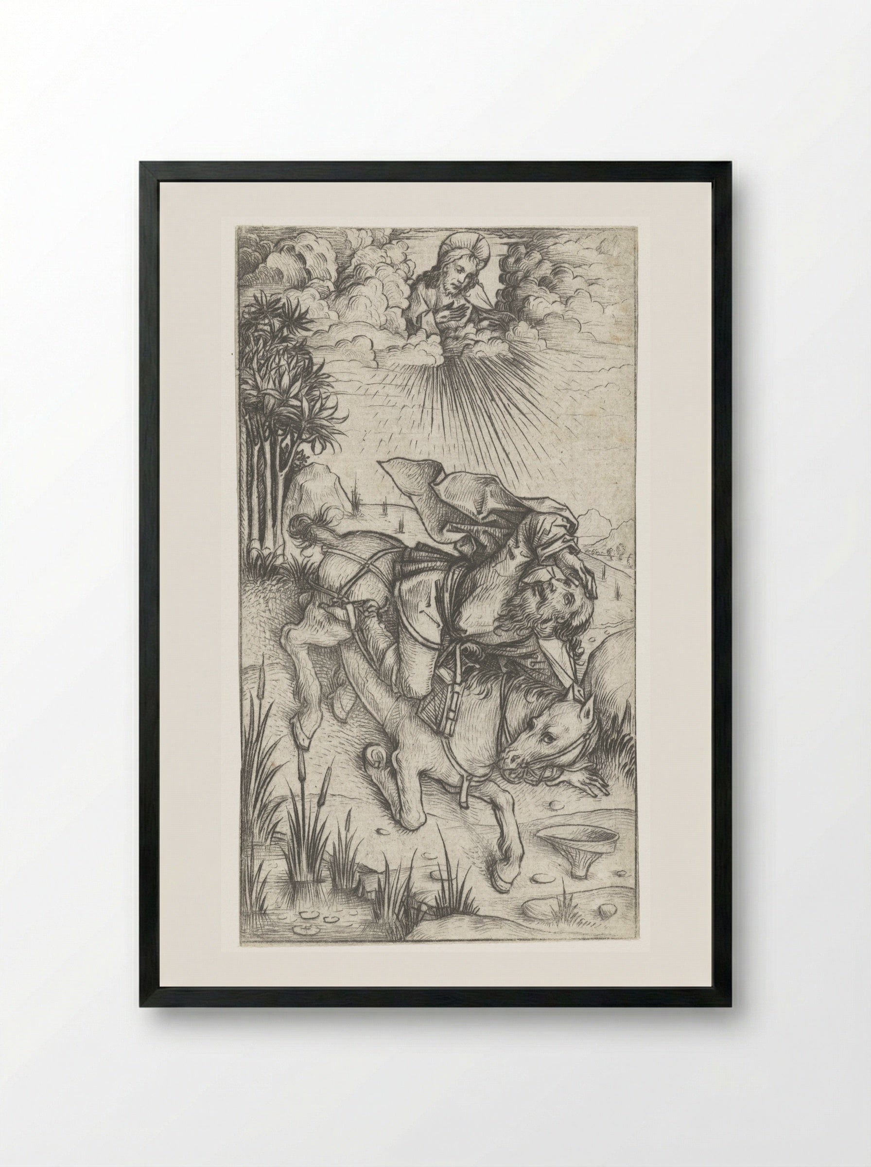 The Conversion of Saint Paul - Master of the Amsterdam Cabinet - Framed Print Black