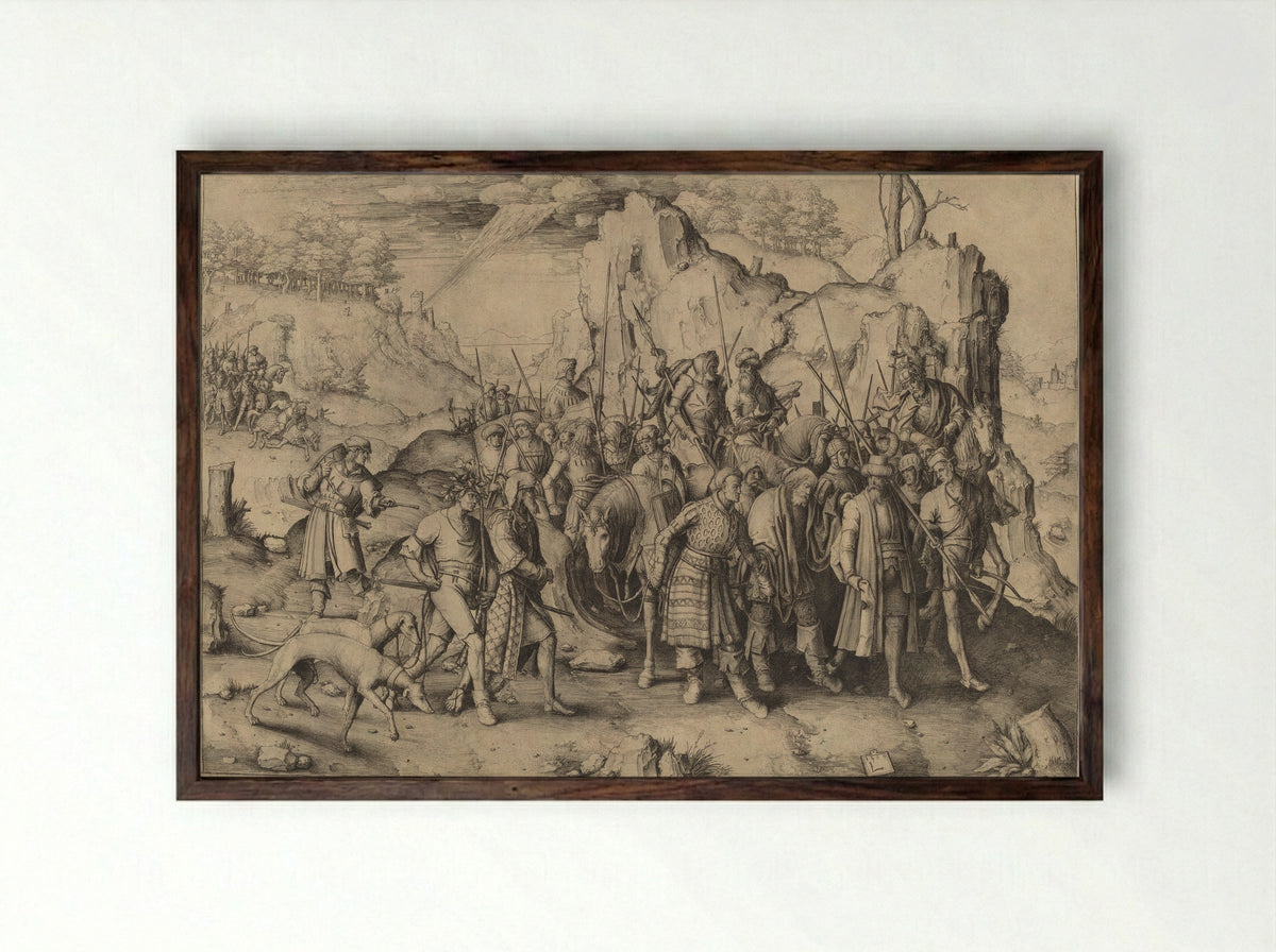 The Conversion of Saint Paul - Lucas van Leyden - Framed Print Dark Wood