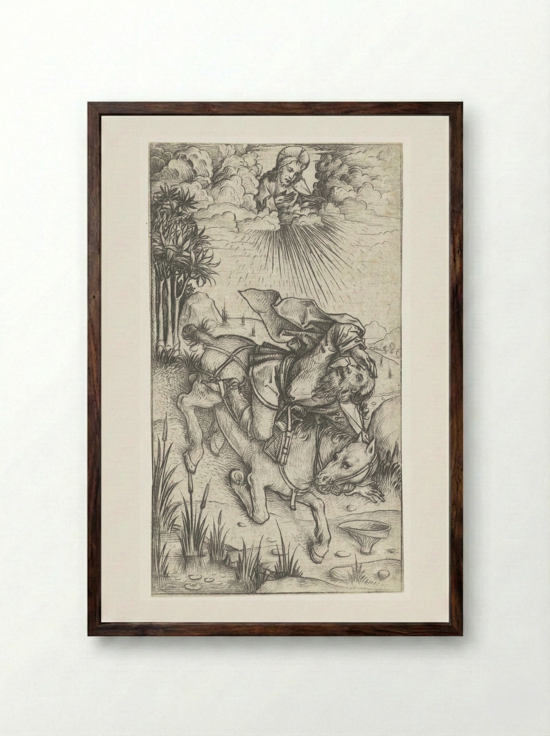 The Conversion of Saint Paul - Master of the Amsterdam Cabinet - Framed Print Dark Wood