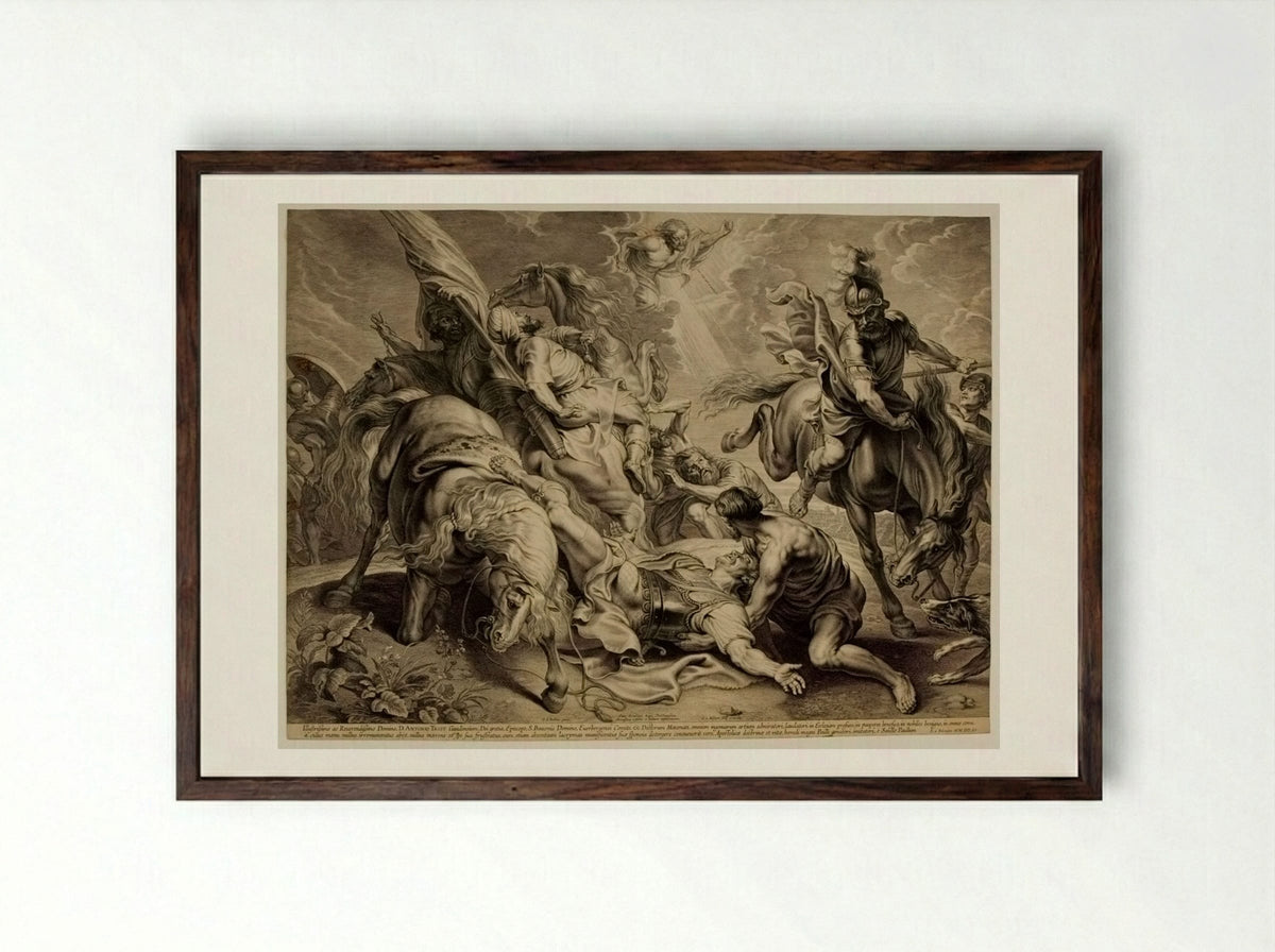 The Conversion of Saint Paul - Schelte Adamsz. Bolswert - Framed Print Dark Wood