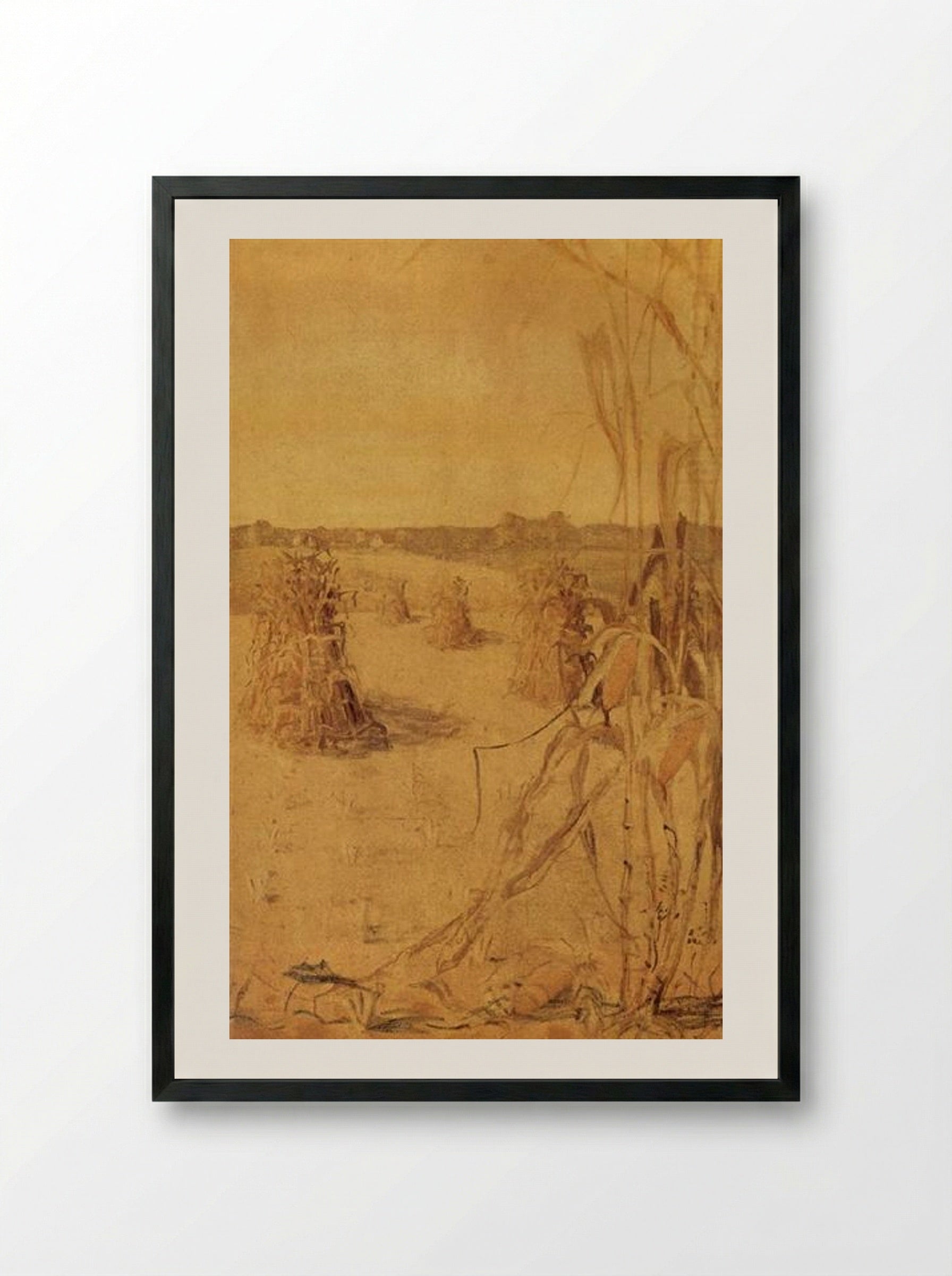 The Corn Field - Grant Wood - Framed Print Black