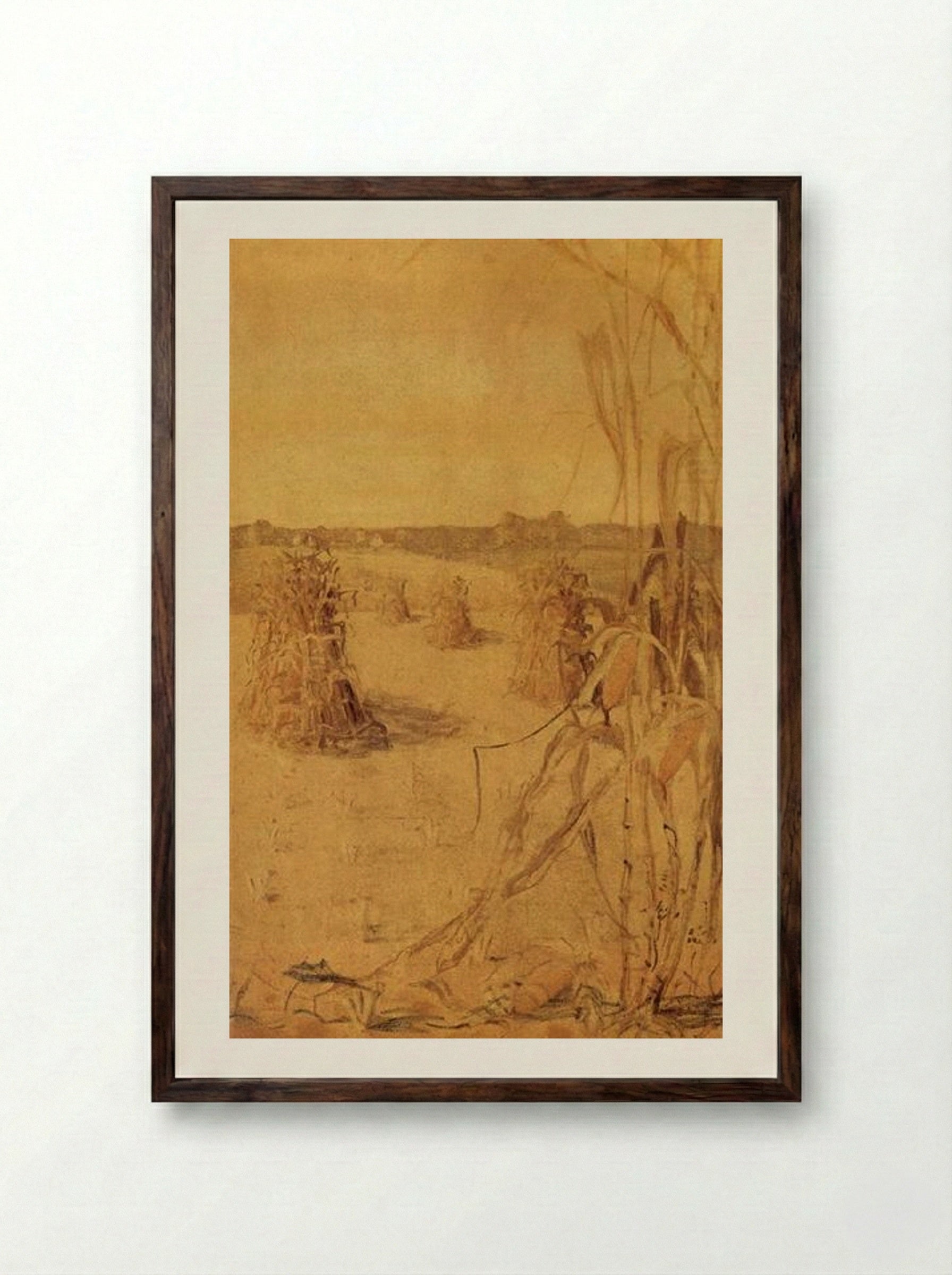 The Corn Field - Grant Wood - Framed Print Dark Wood
