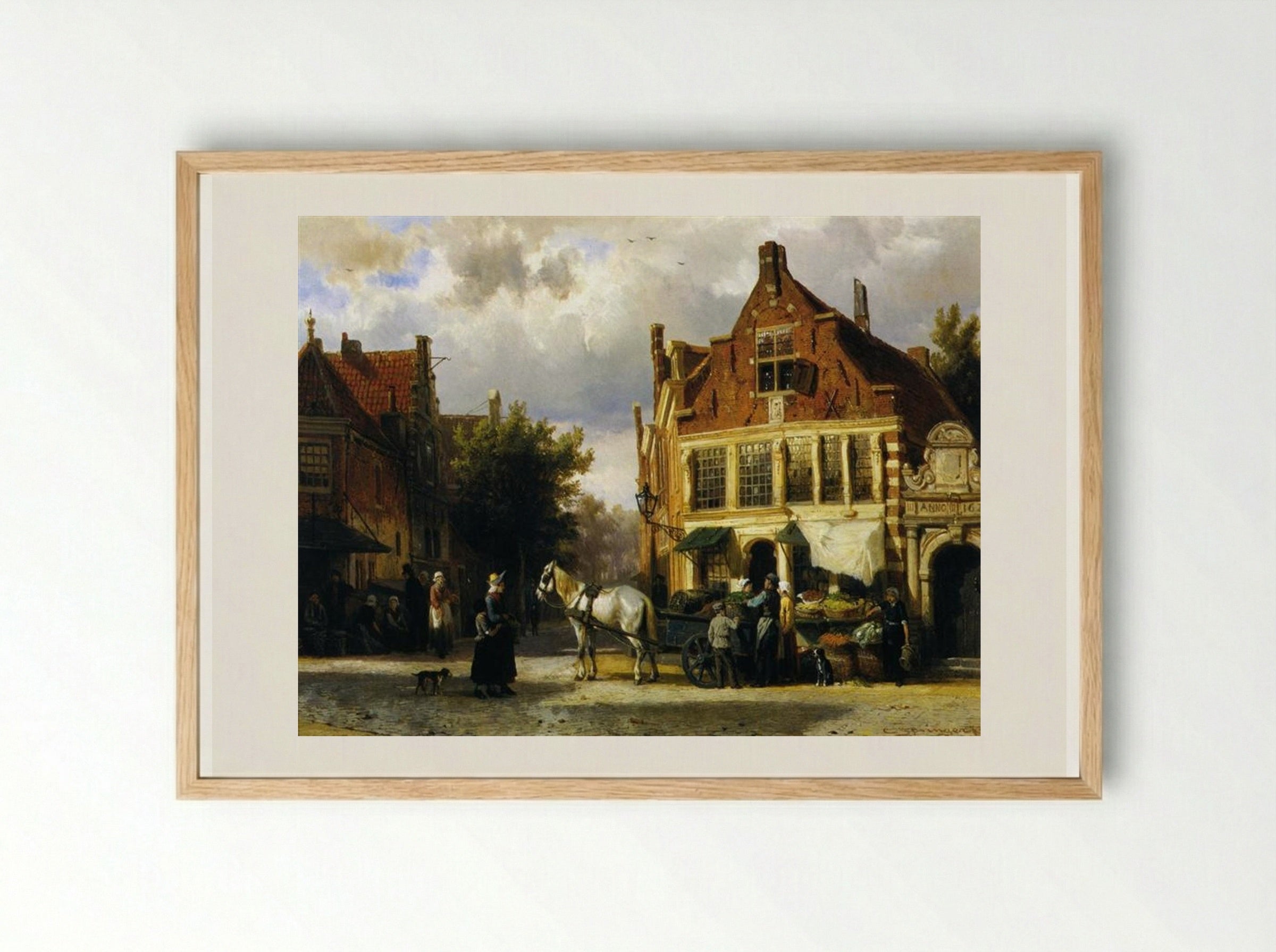 The Corner of Westerstraat and Tabakstraat in Enkhuizen - Cornelis Springer - Framed Print Wood