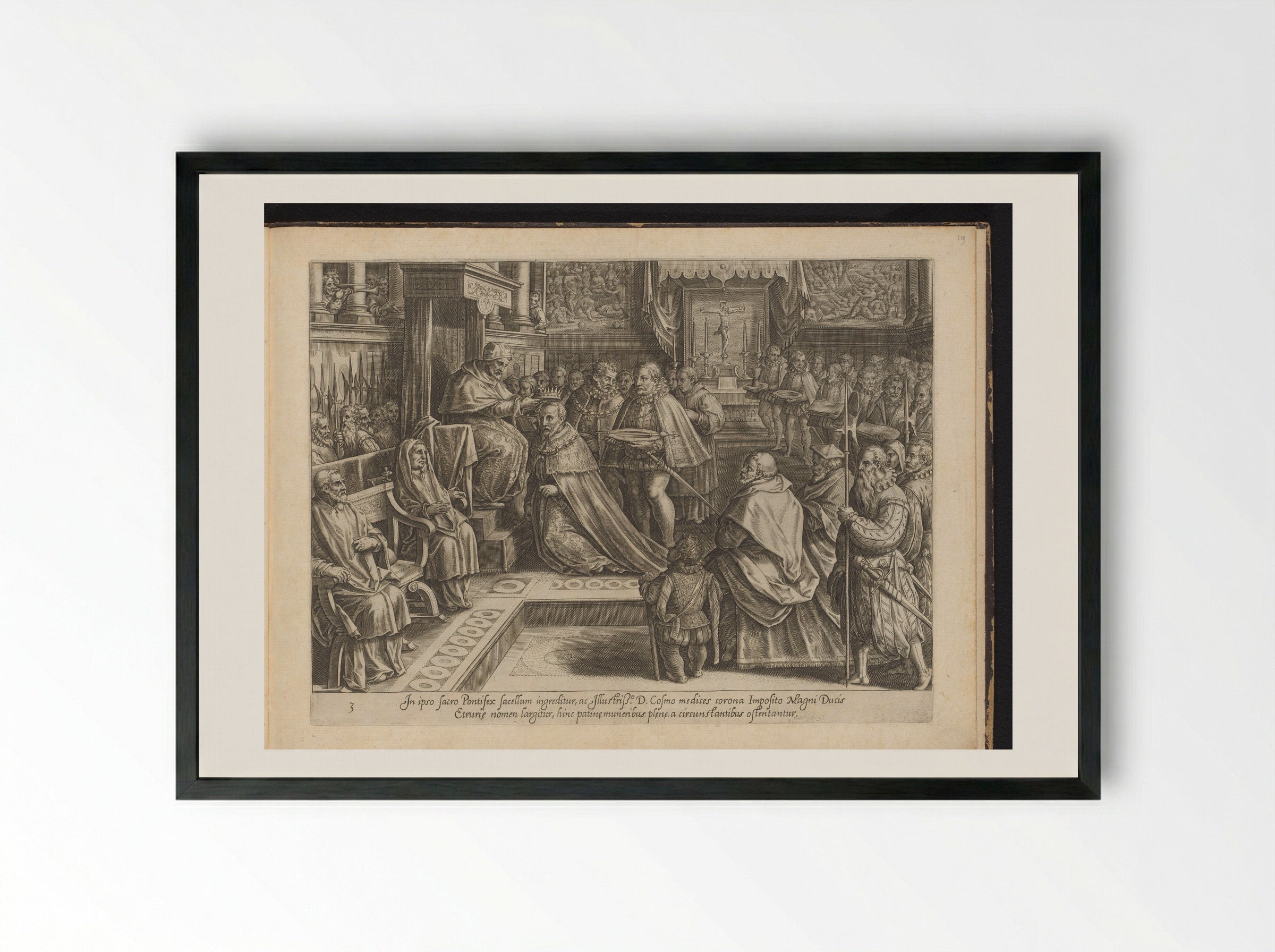 The Coronation of Cosimo I de' Medici - Philips Galle - Framed Print Black