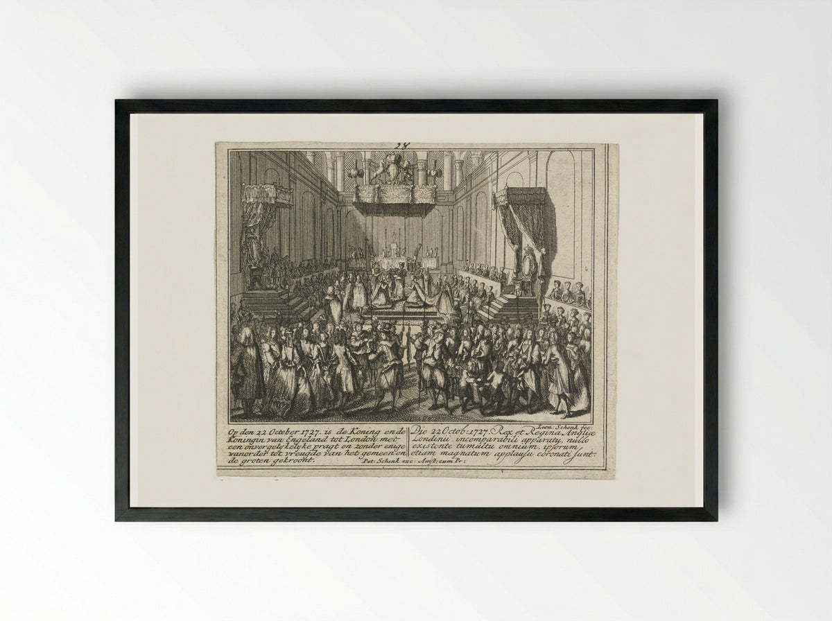 The Coronation of George II and Queen Caroline - Leonard Schenk - Framed Print Black
