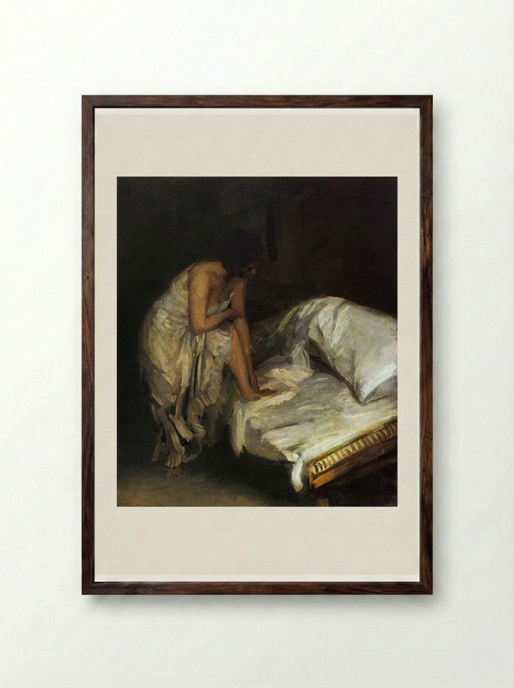 The Cot - John French Sloan - Framed Print Dark Wood
