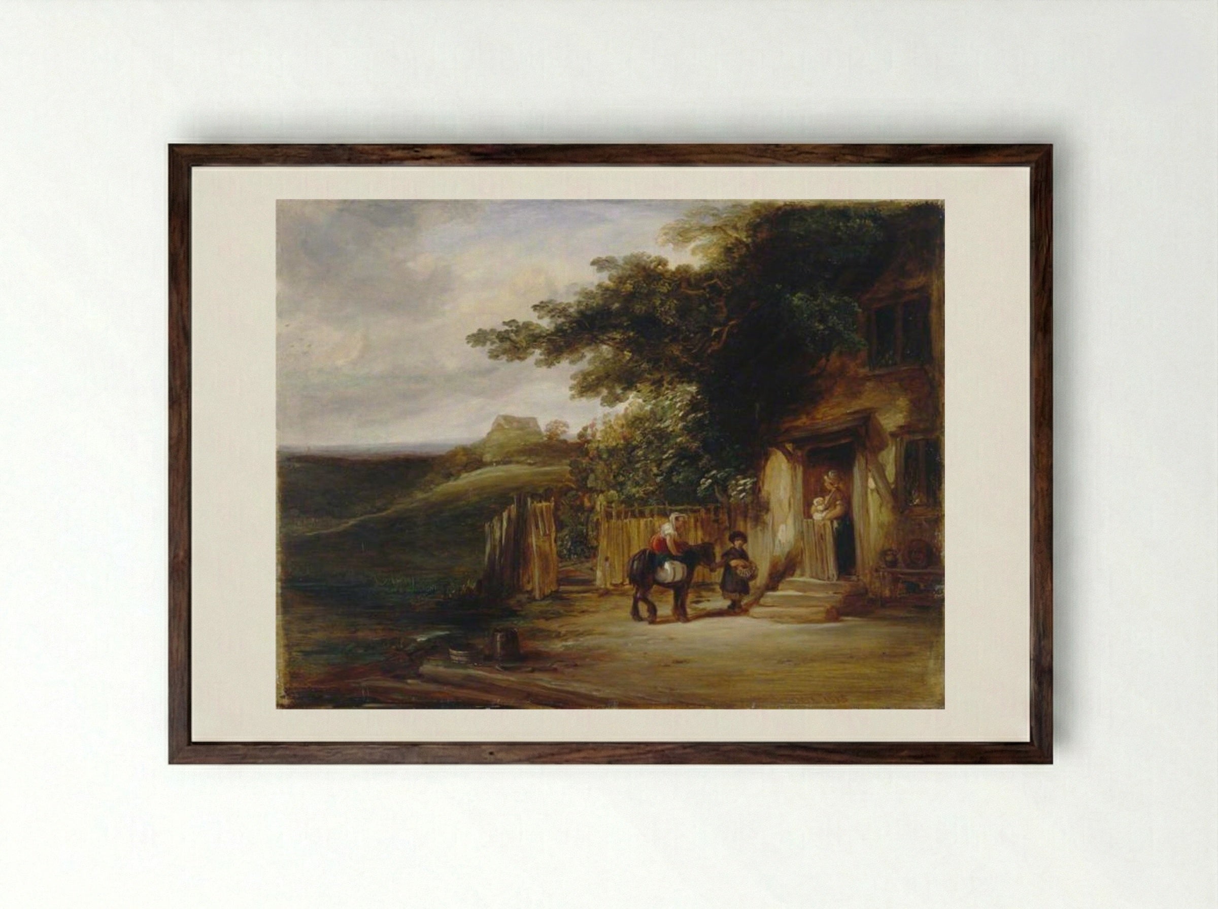 The Cottage Door - William Collins - Framed Print Dark Wood