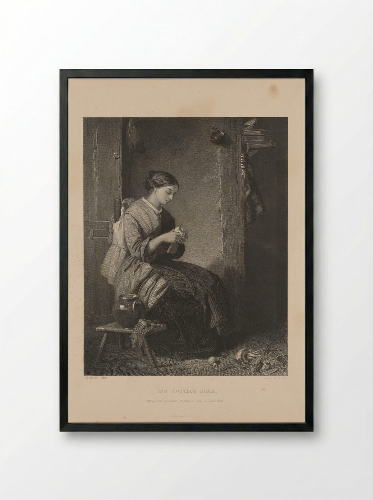 The Cottage Home - Samuel Smith - Framed Print Black