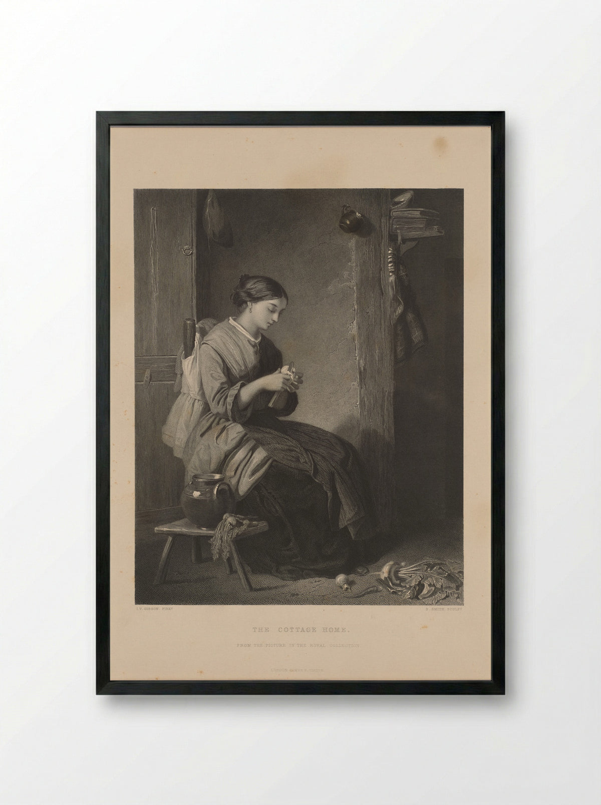 The Cottage Home - Samuel Smith - Framed Print Black