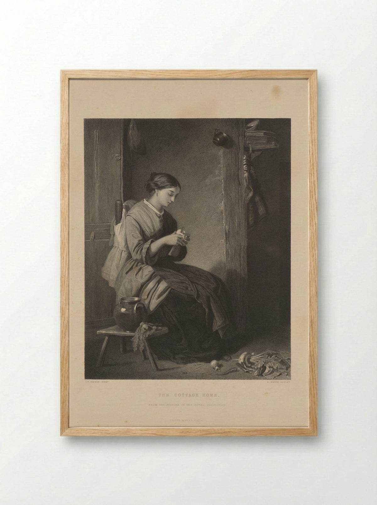 The Cottage Home - Samuel Smith - Framed Print Wood