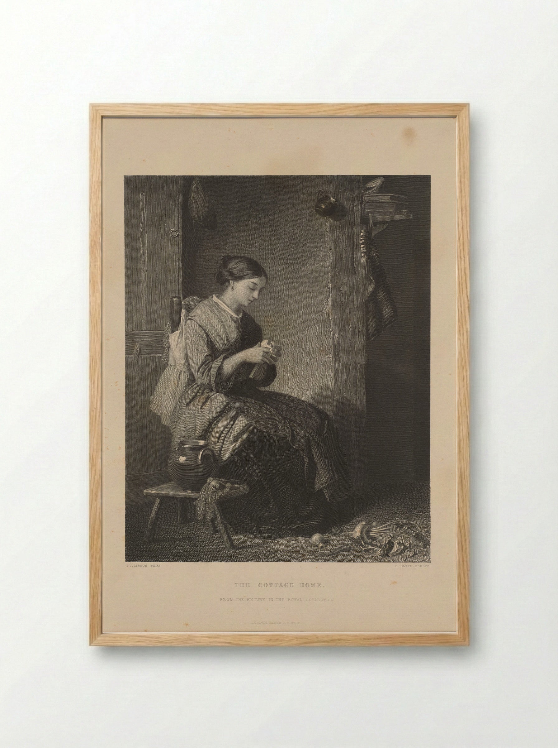 The Cottage Home - Samuel Smith - Framed Print Wood