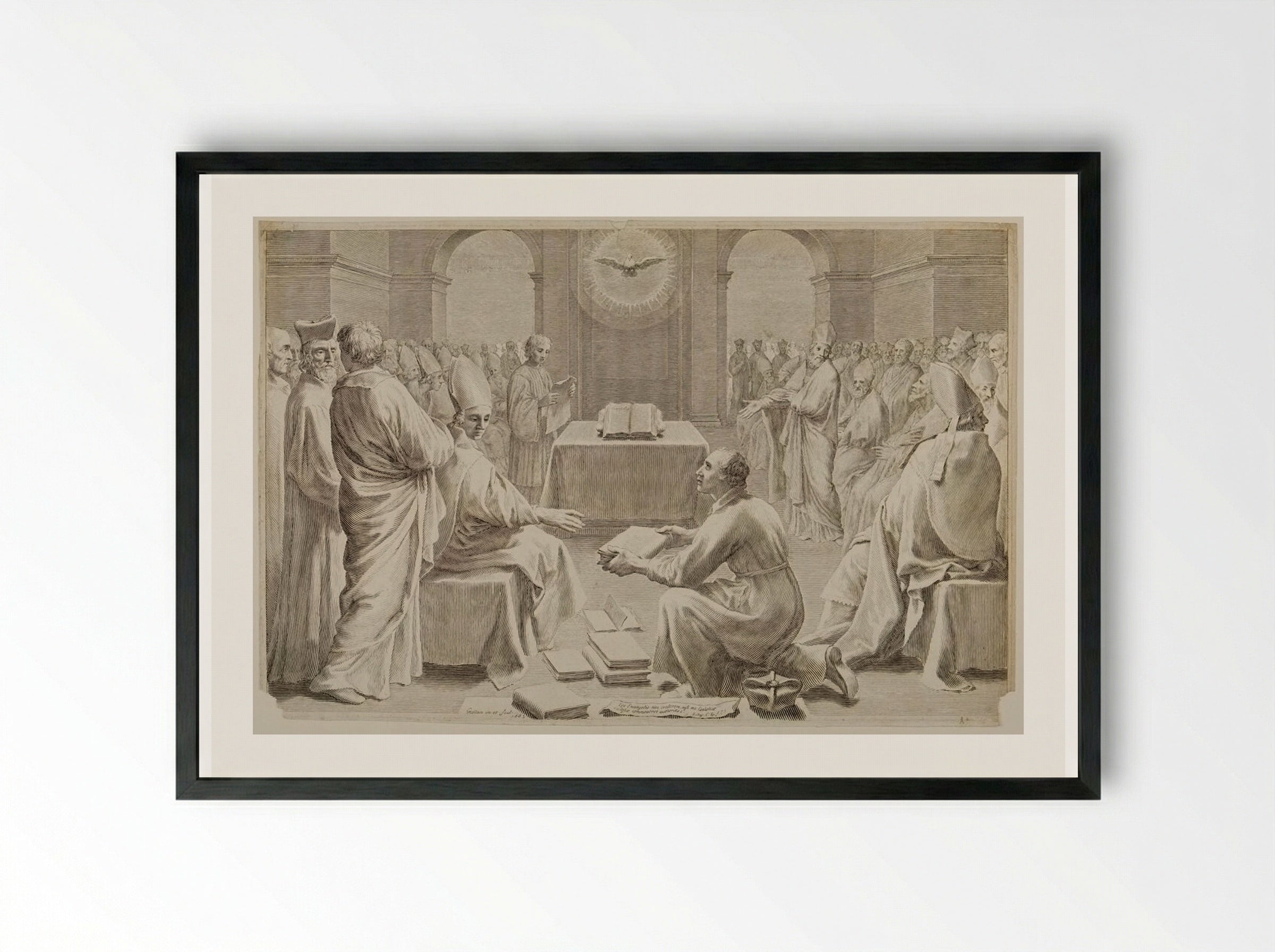 The Council of Ephesus - Claude Mellan - Framed Print Black