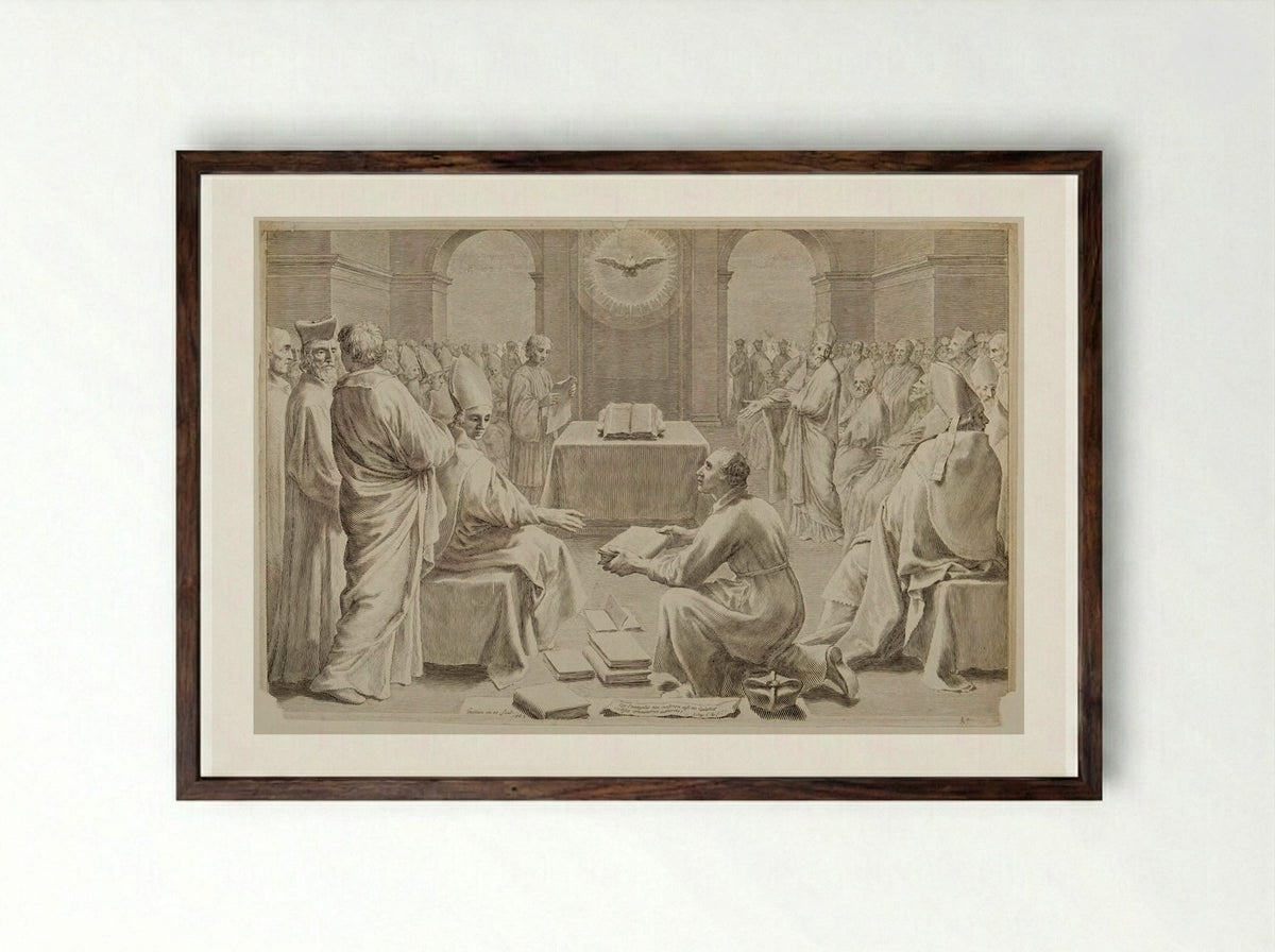 The Council of Ephesus - Claude Mellan - Framed Print Dark Wood