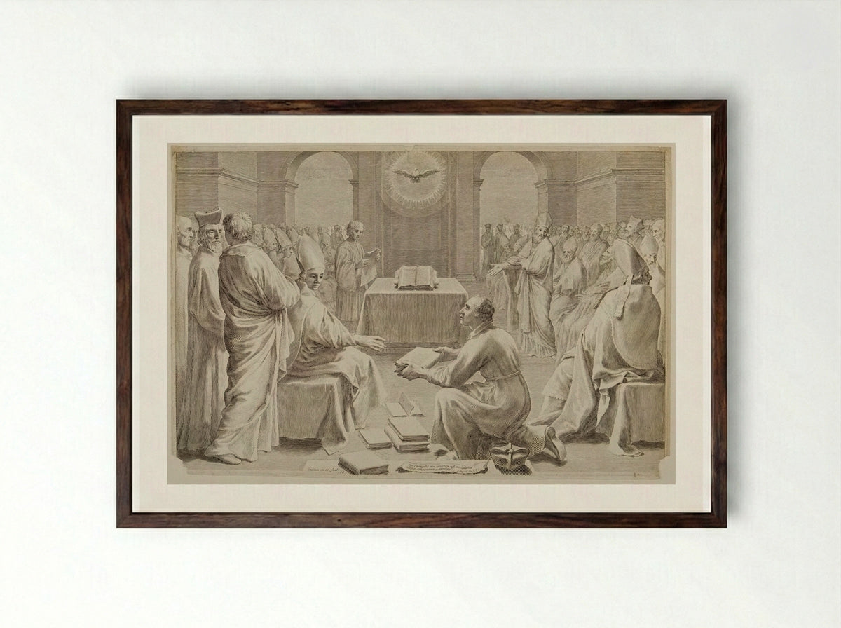 The Council of Ephesus - Claude Mellan - Framed Print Dark Wood