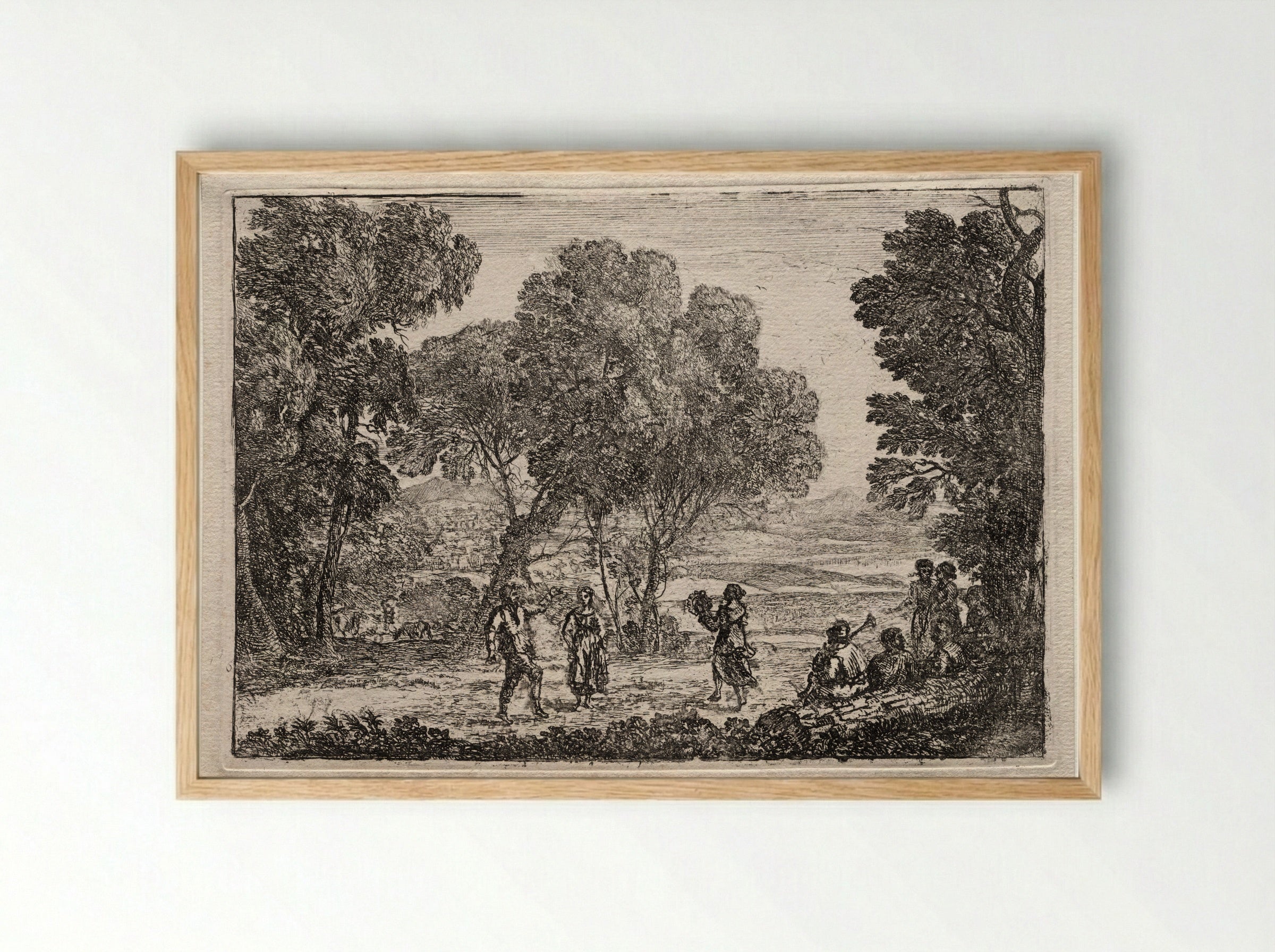 The Country Dance (small plate) - Claude Lorrain - Framed Print Wood