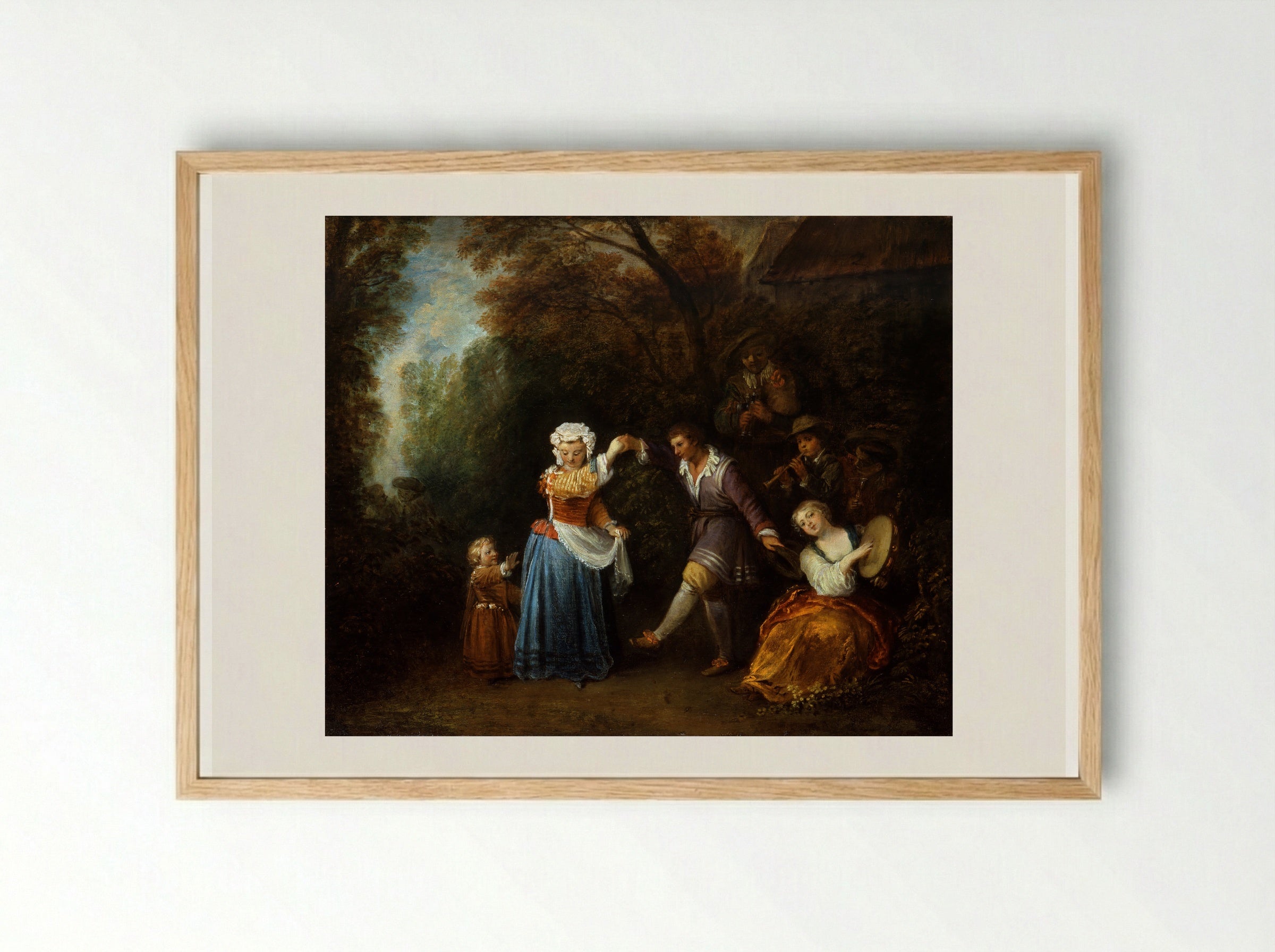 The Country Dance - Antoine Watteau - Framed Print Wood