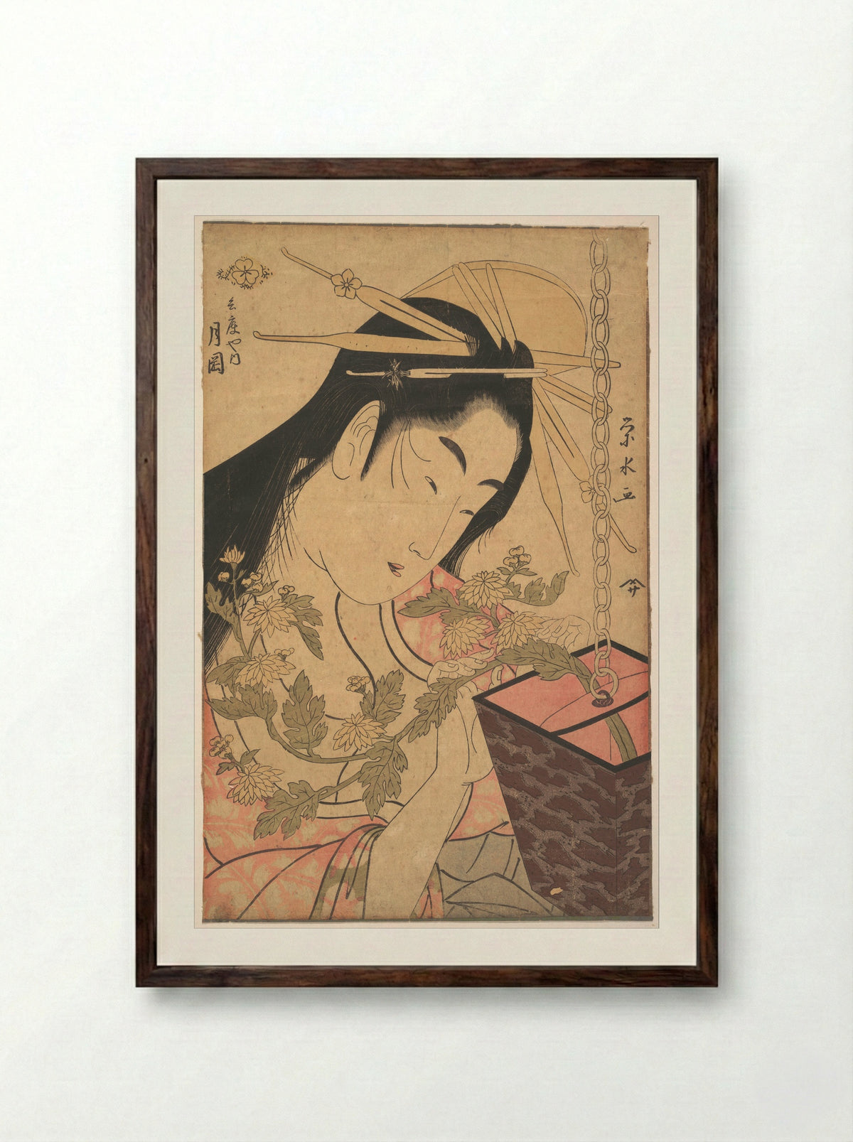 The Courtesan Tsukioka of Hyōgoya - Ichirakutei Eisui - Framed Print Dark Wood