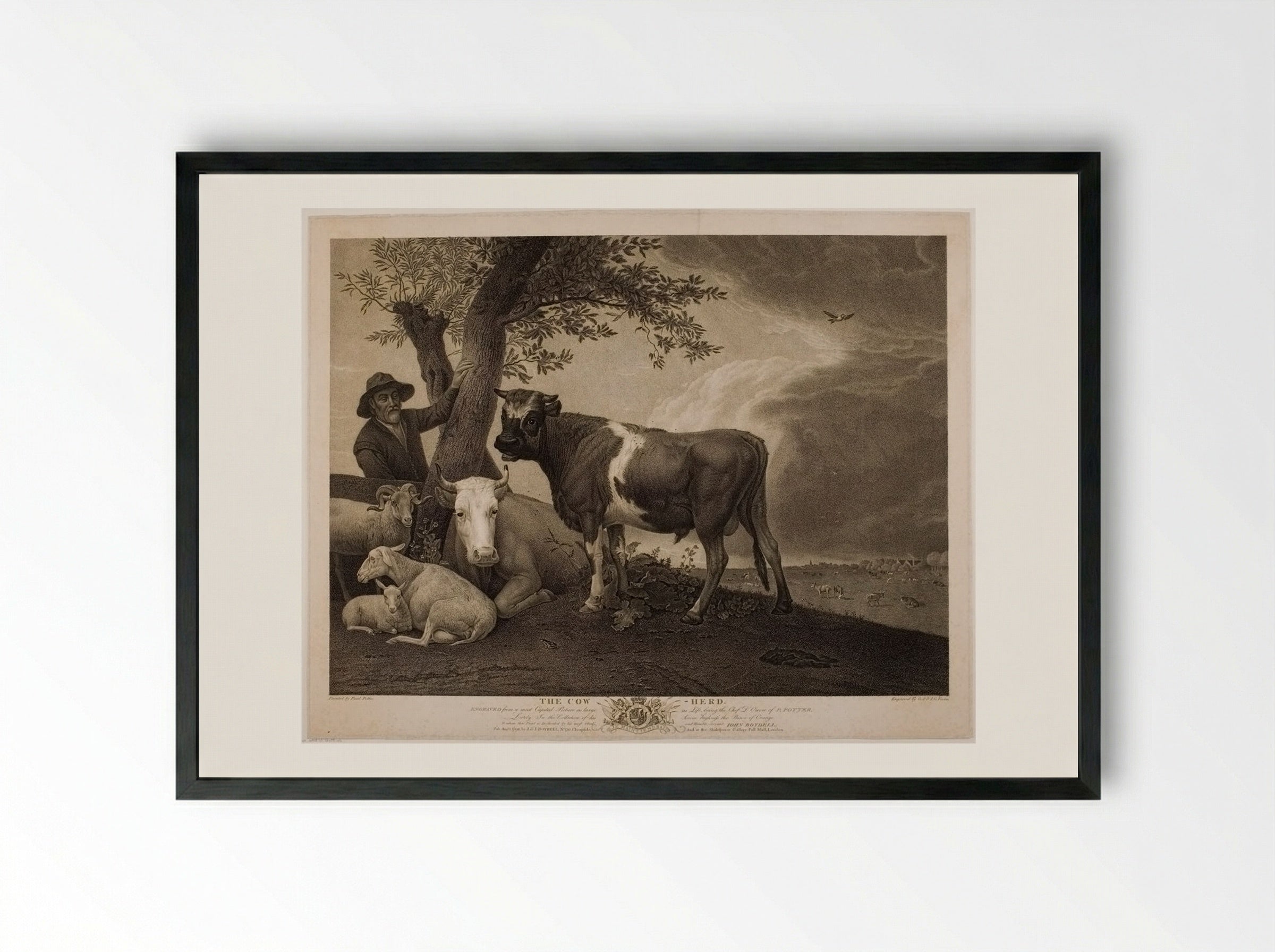 The Cowherd - Georg Sigmund Facius - Framed Print Black