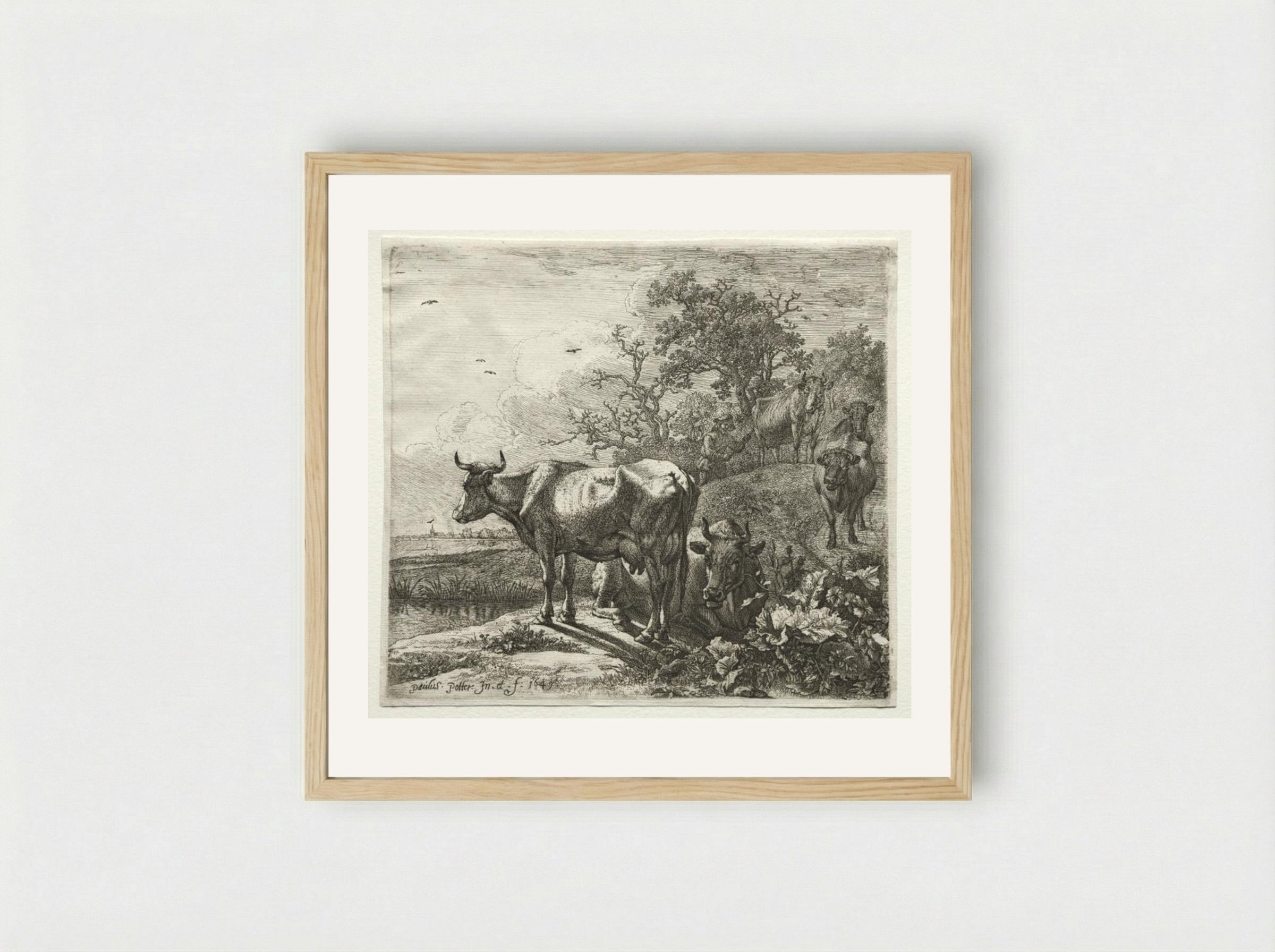 The Cowherd - Paulus Potter - Framed Print Wood