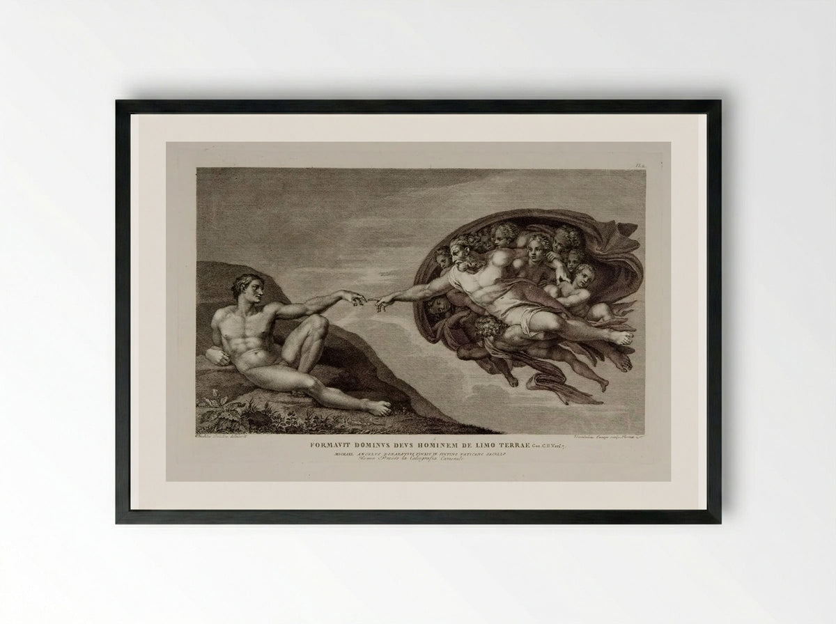 The Creation of Adam (After Michelangelo) - Domenico Cunego - Framed Print Black