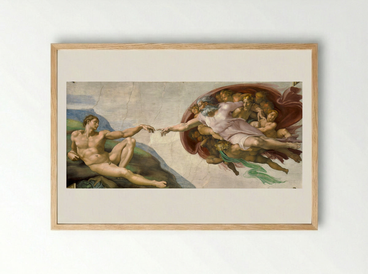 The Creation of Adam - Michelangelo - Framed Print Wood