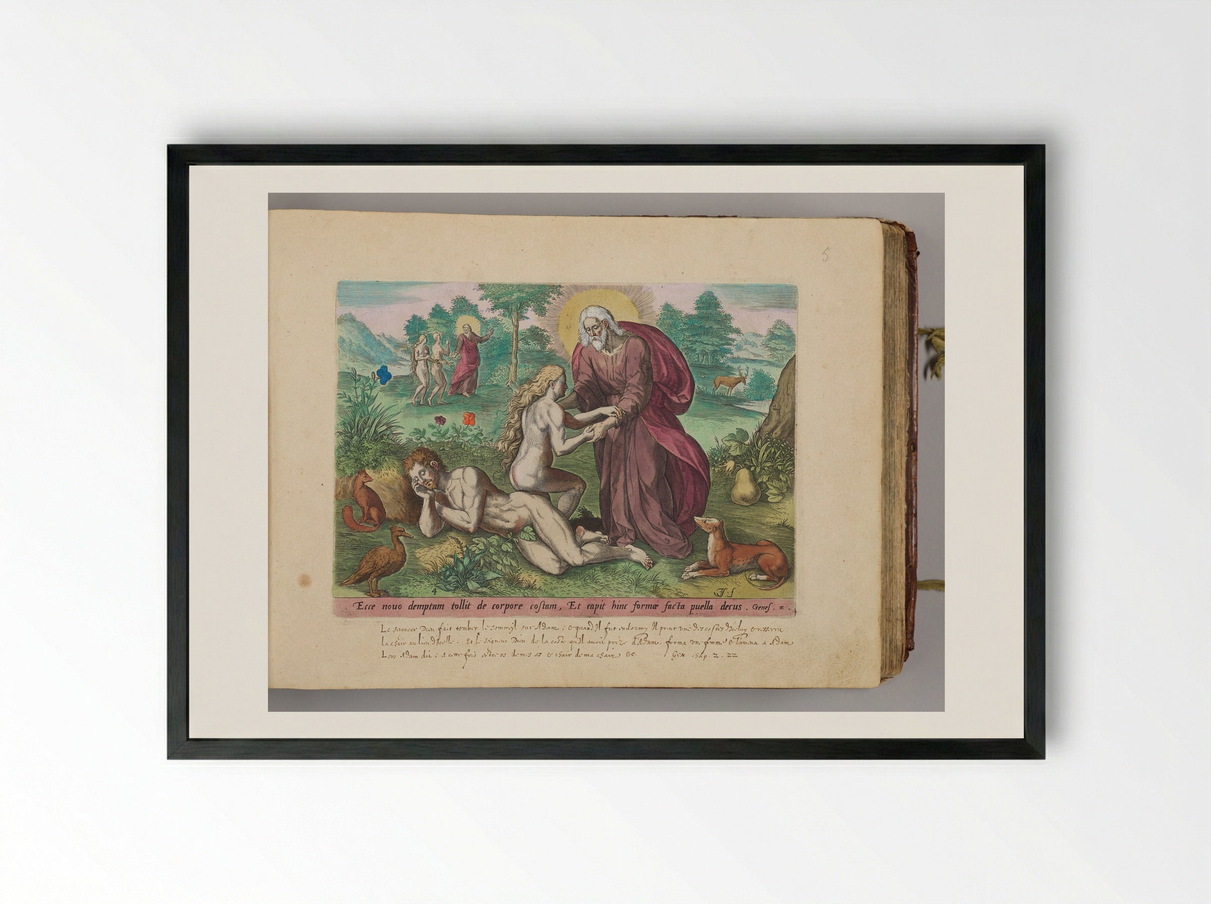 The Creation of Eve - Johann Sadeler I - Framed Print Black