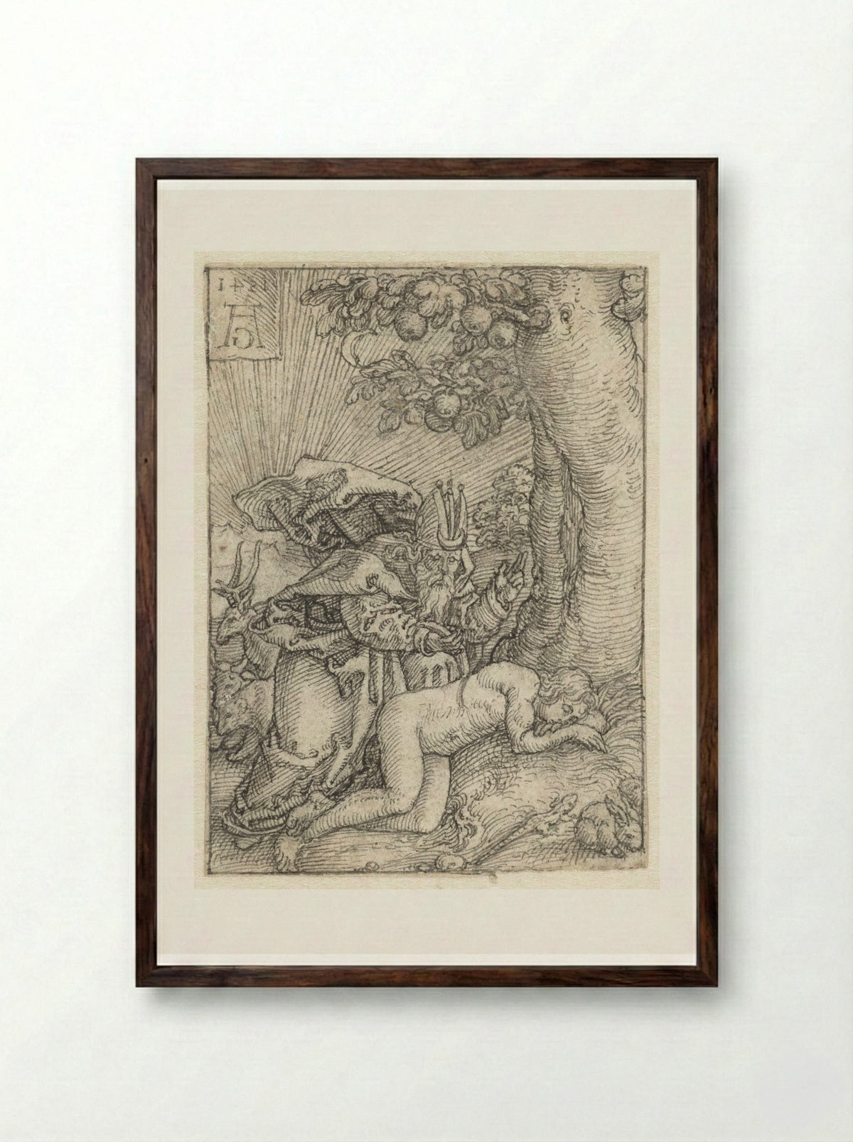 The Creation of Eve - Heinrich Aldegrever - Framed Print Dark Wood