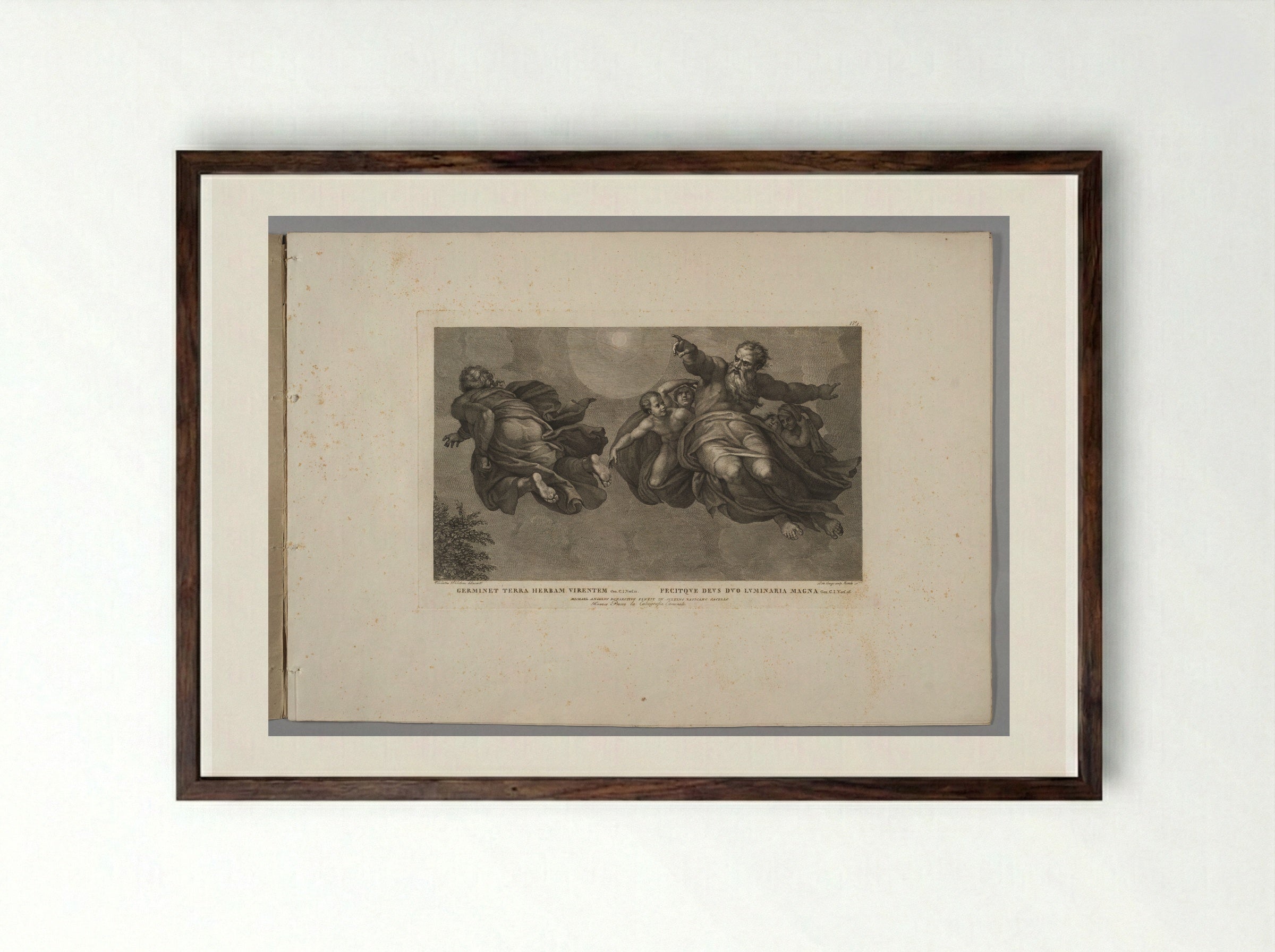The Creation of the Sun, Moon, and Plants - Domenico Cunego - Framed Print Dark Wood