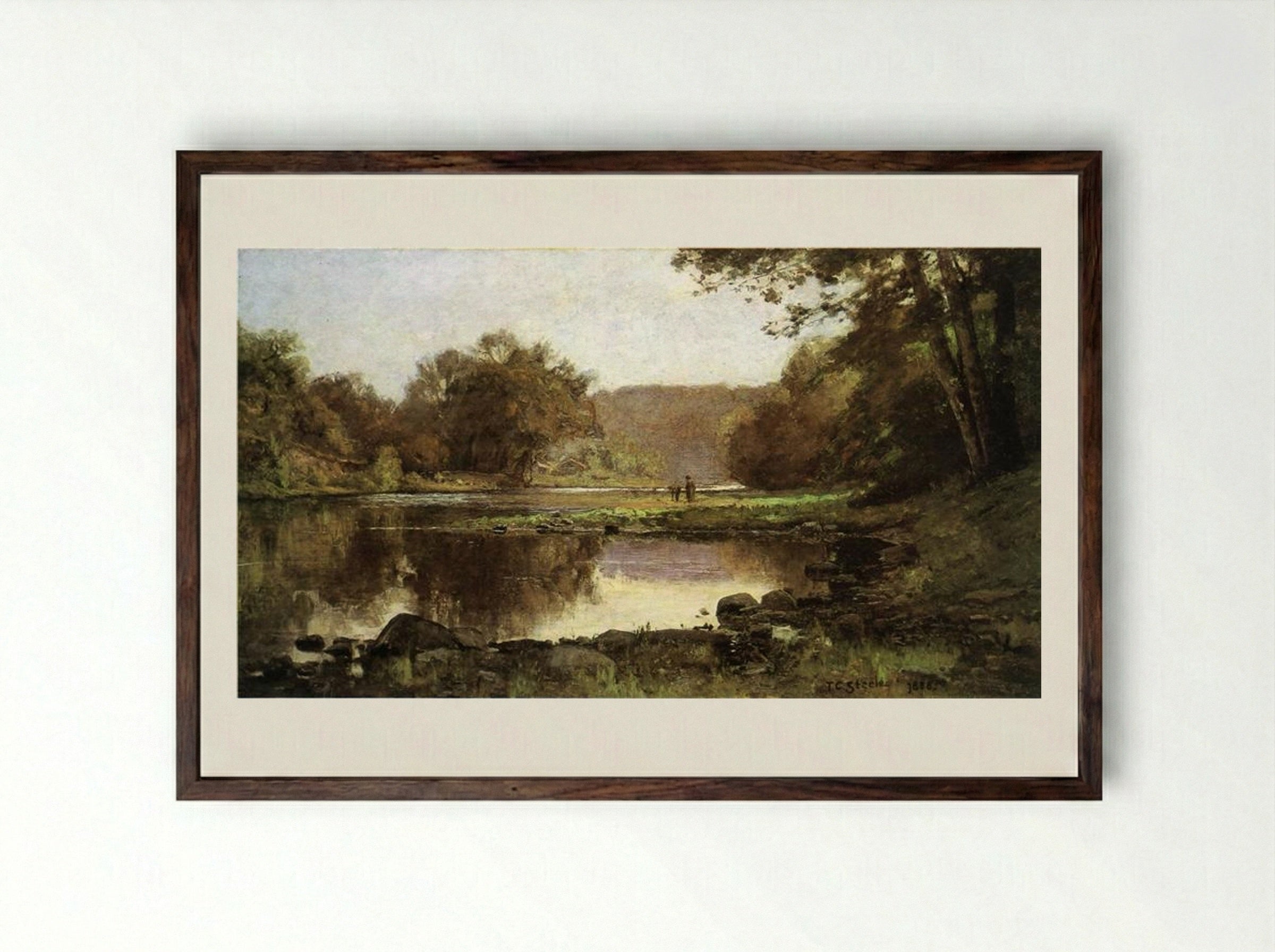 The Creek - T. C. Steele - Framed Print Dark Wood