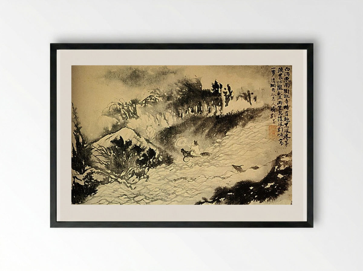 The Crosses Torrent - Shitao - Framed Print Black