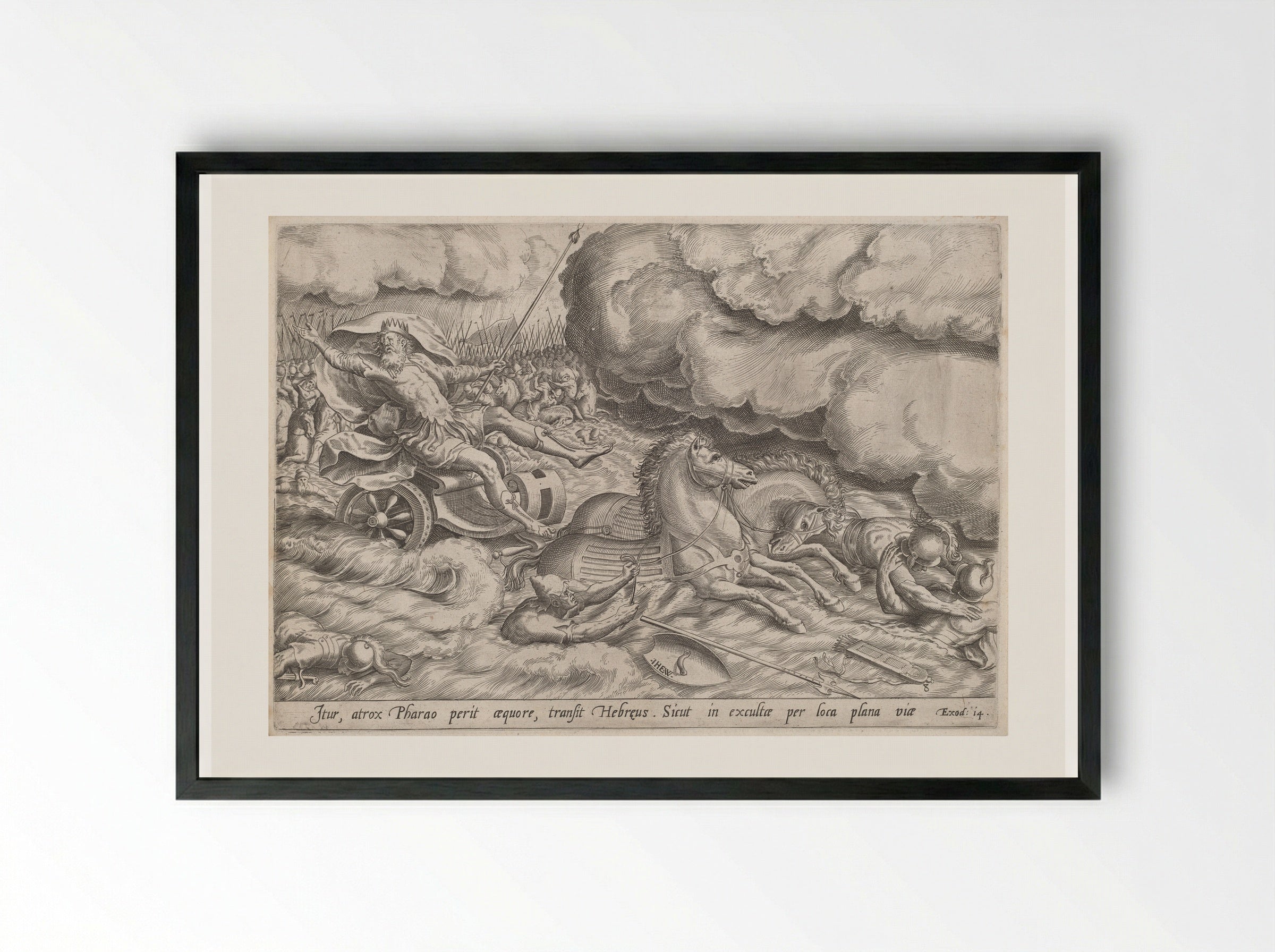 The Crossing of the Red Sea - Johannes Wierix - Framed Print Black